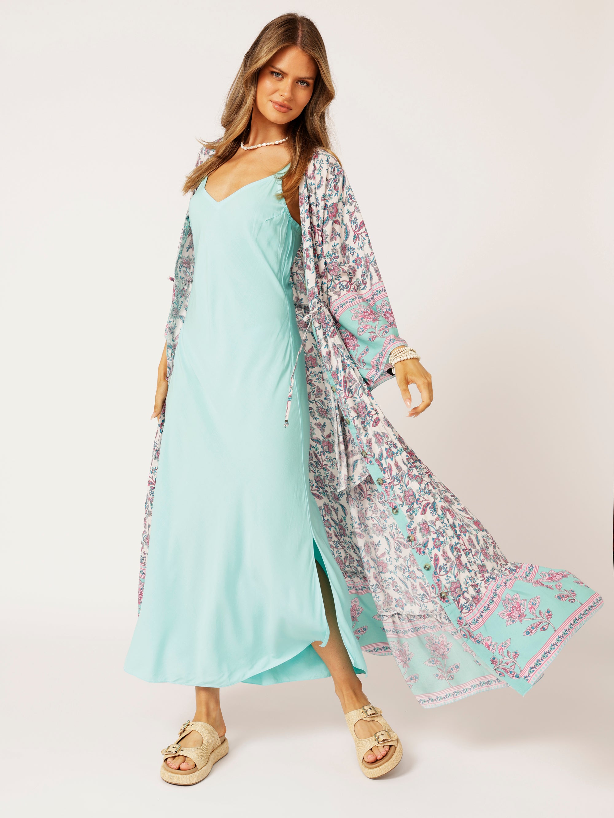 Duster Dress | Turquoise Bloom - Saffron Road