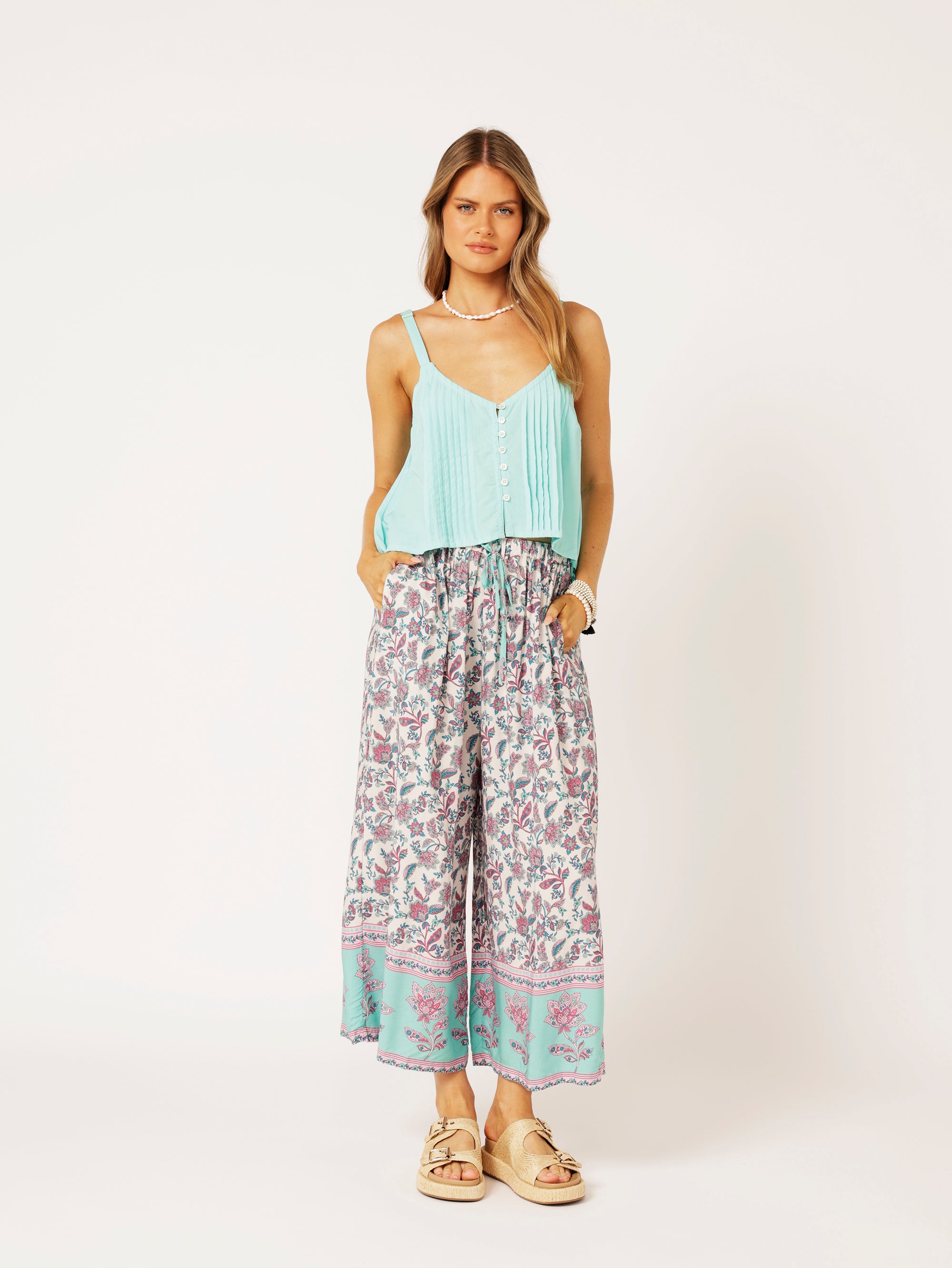 Island Pant | Turquoise Bloom - Saffron Road