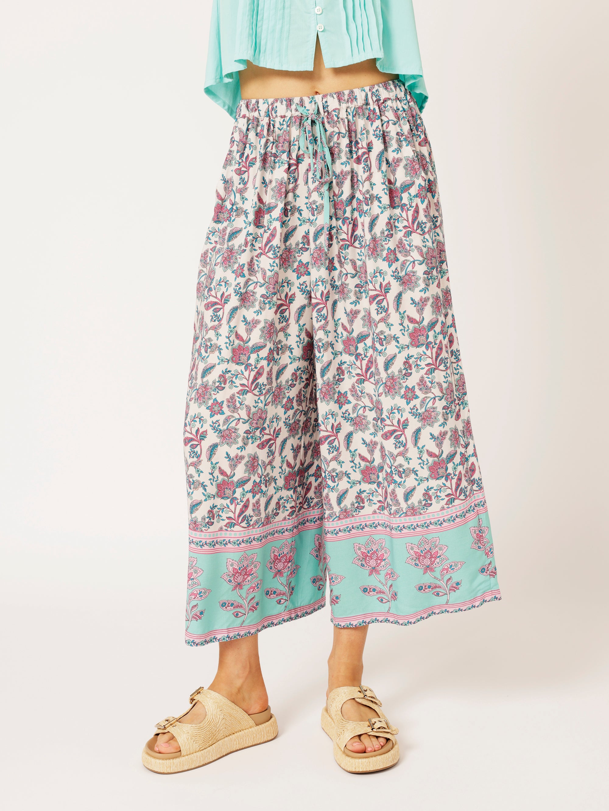 Island Pant | Turquoise Bloom - Saffron Road