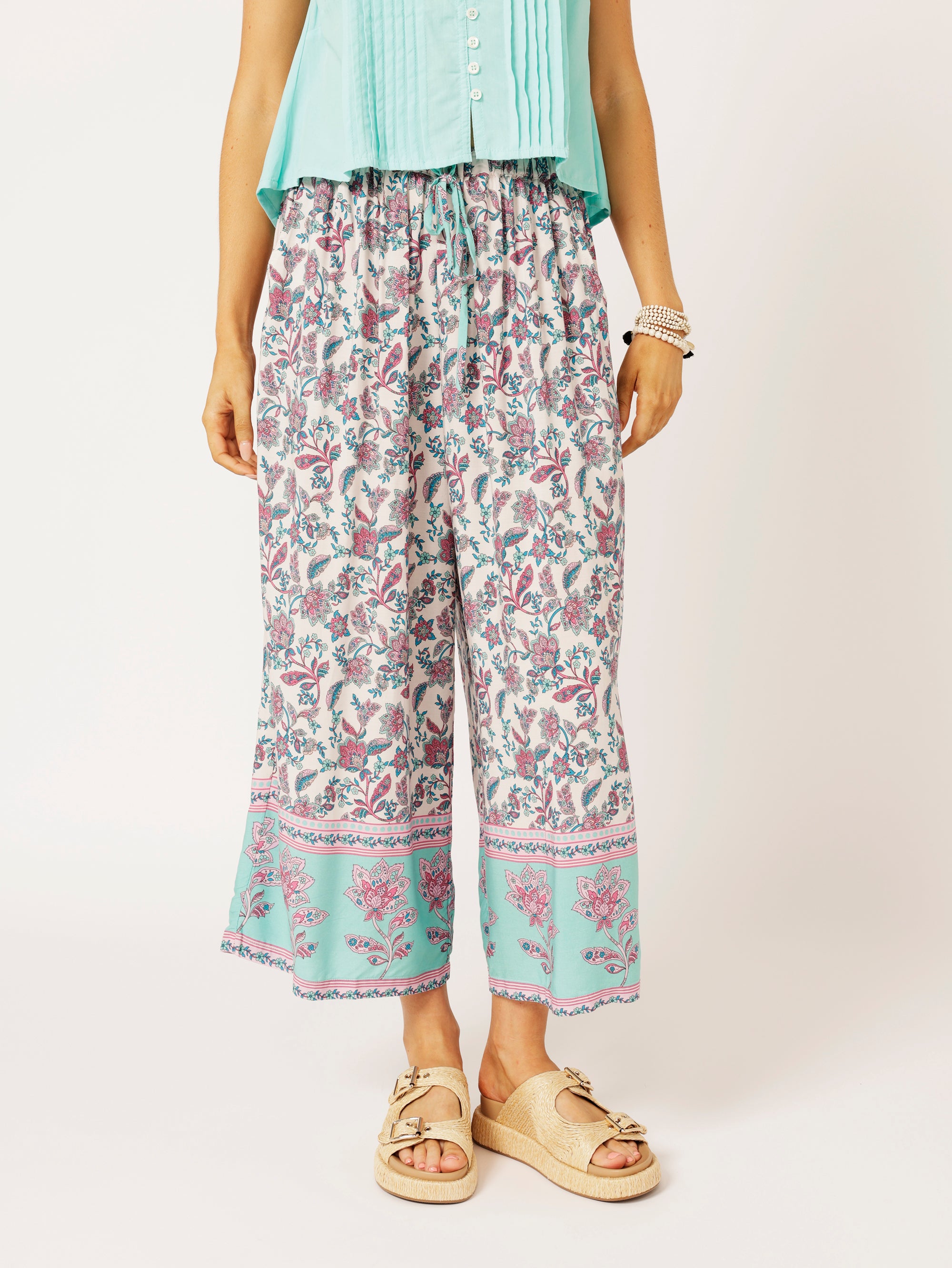 Island Pant | Turquoise Bloom - Saffron Road