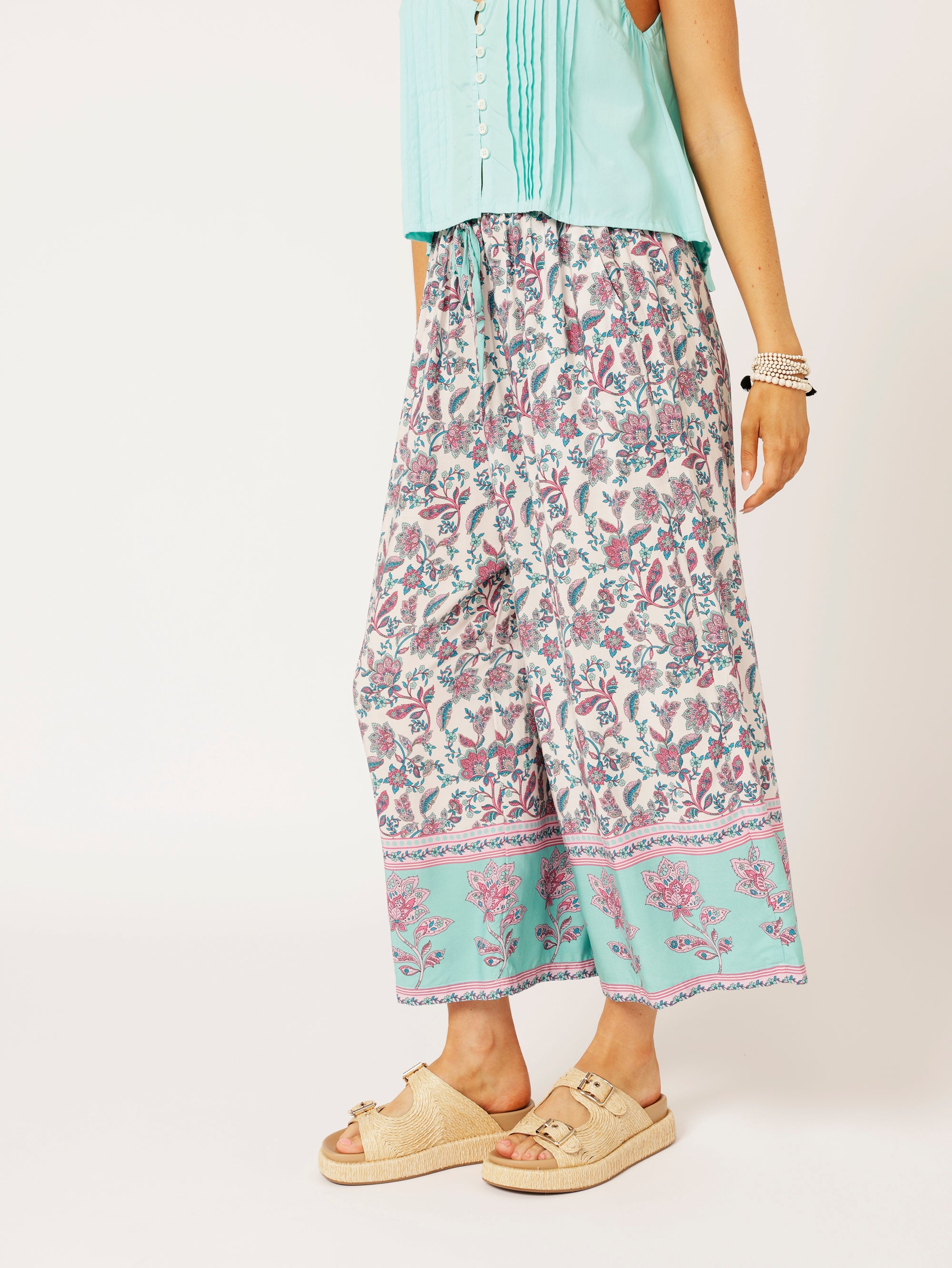 Island Pant | Turquoise Bloom - Saffron Road