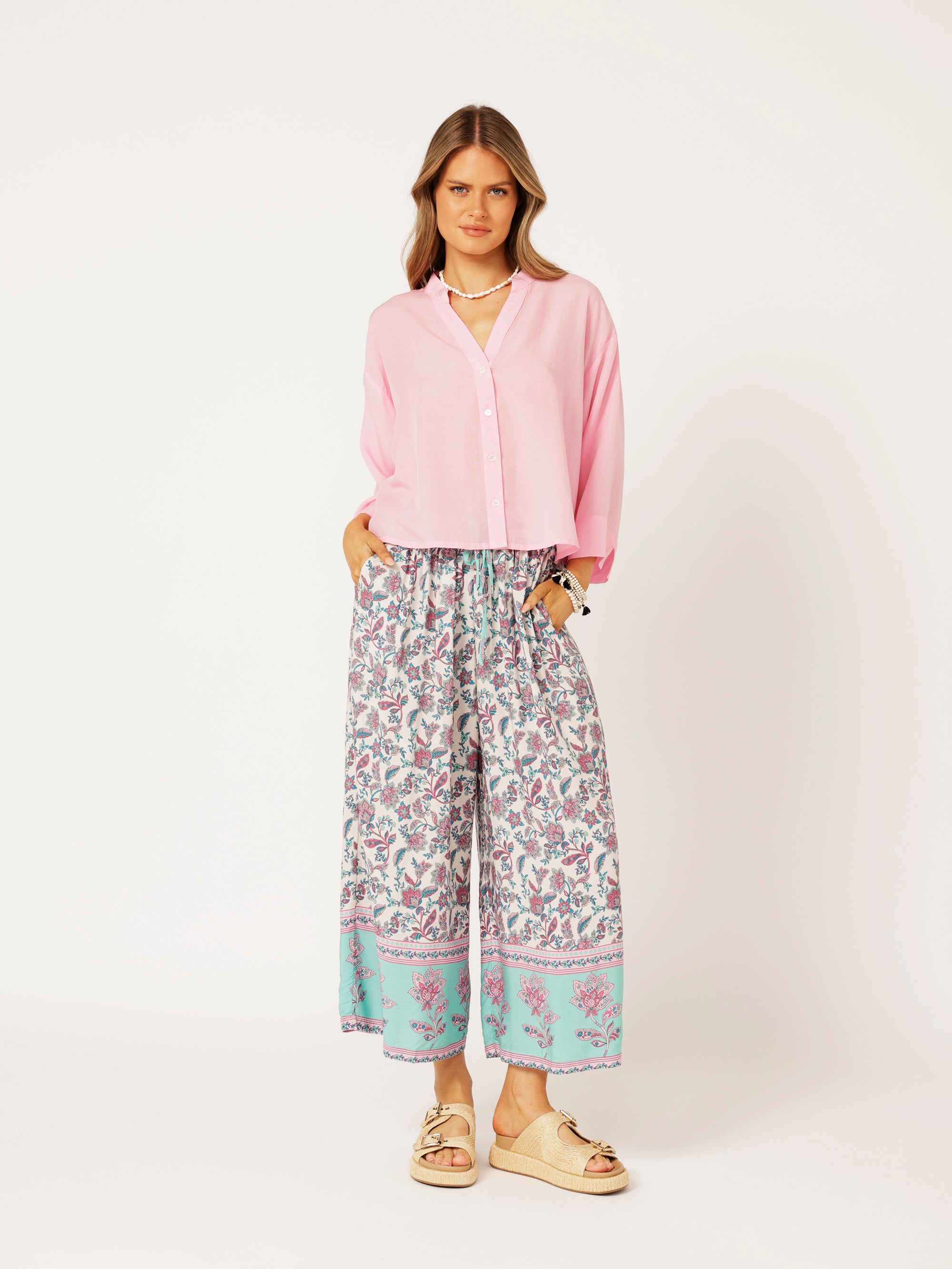 Island Pant | Turquoise Bloom - Saffron Road