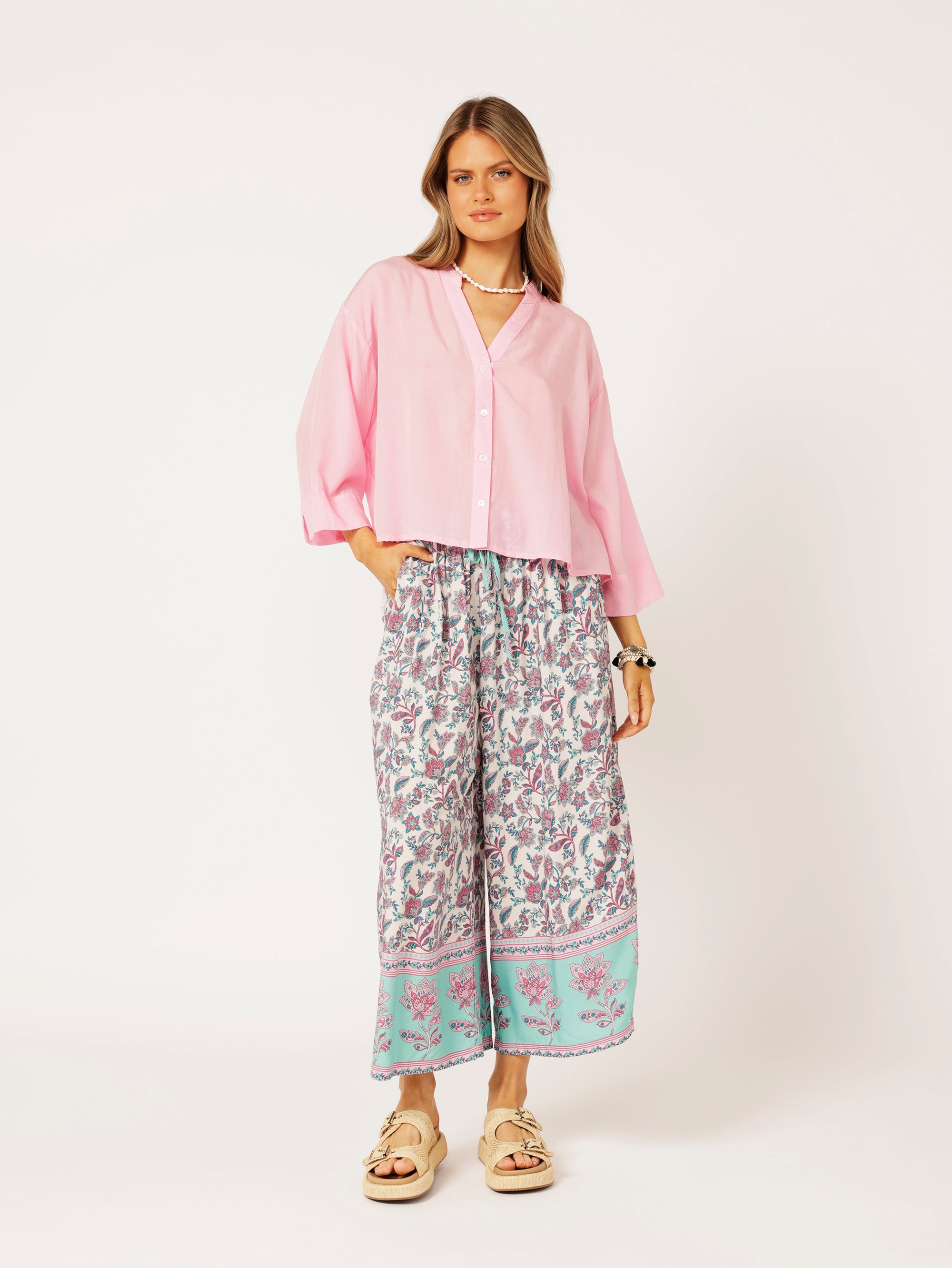 Island Pant | Turquoise Bloom - Saffron Road