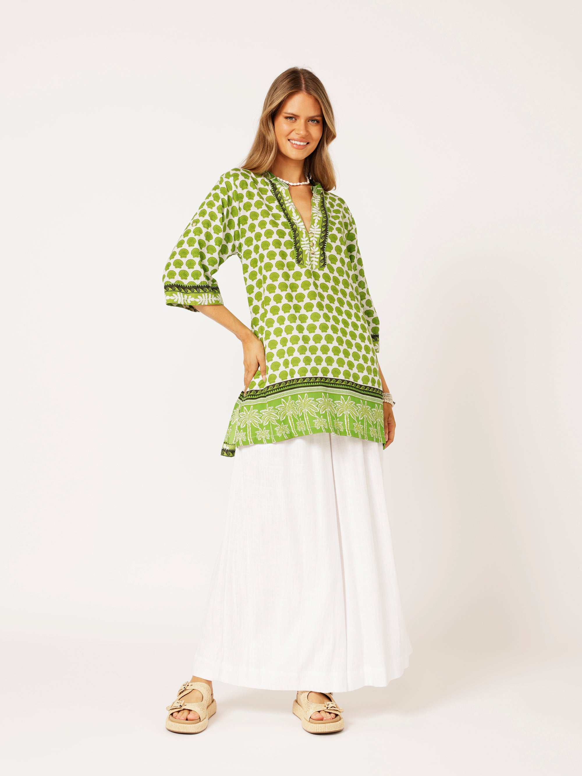 Caftan Blouse | Palm Green - Saffron Road