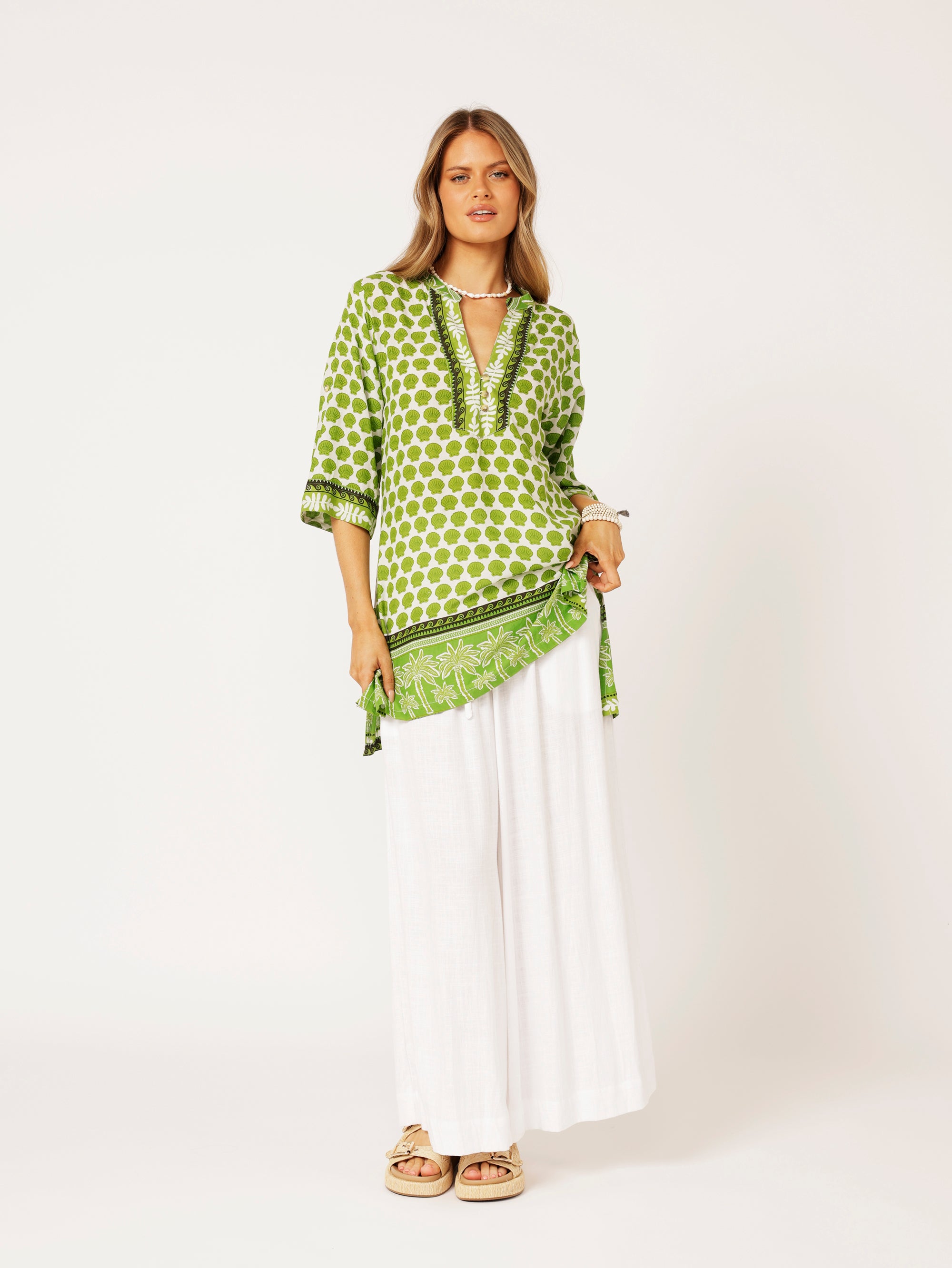 Caftan Blouse | Palm Green - Saffron Road