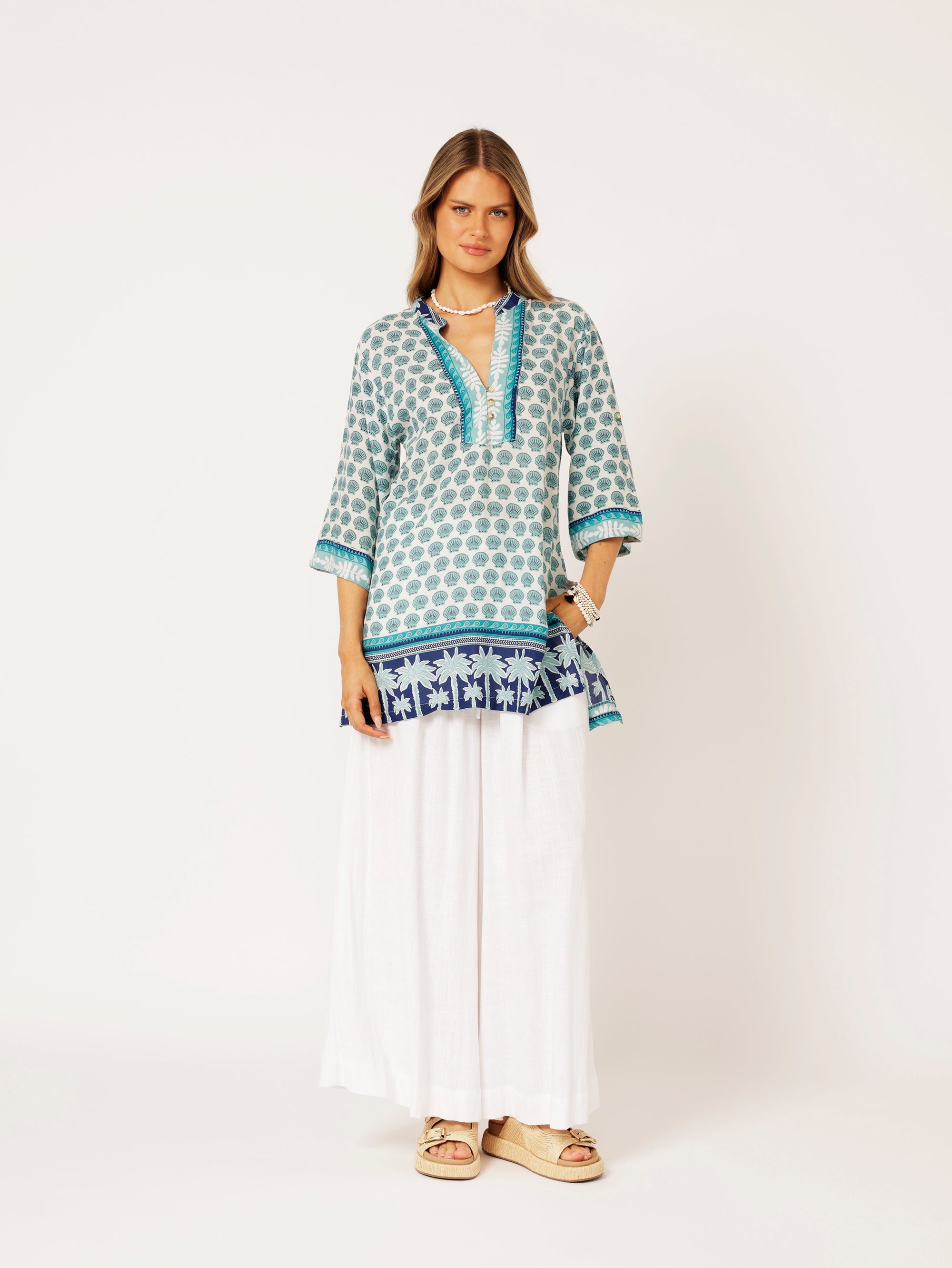 Caftan Blouse | Marine Blue - Saffron Road