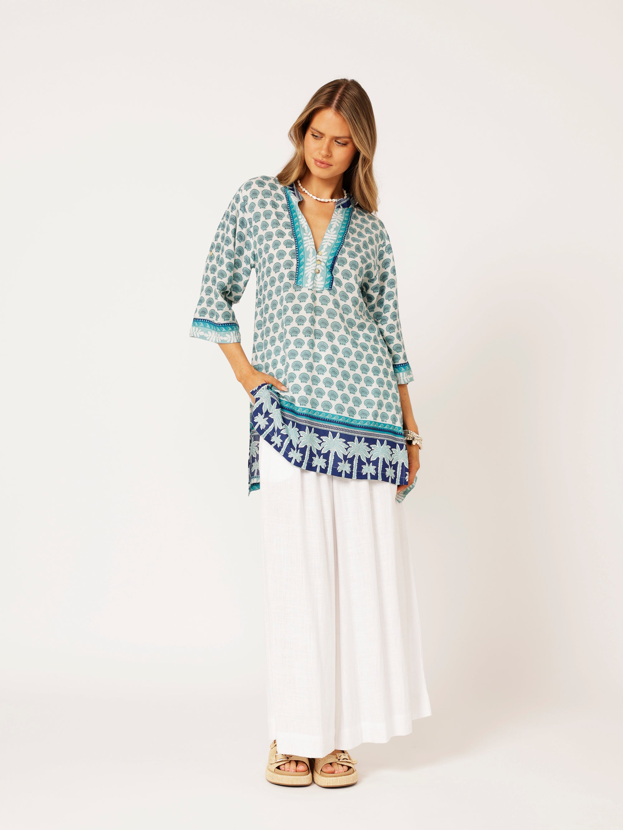 Caftan Blouse | Marine Blue - Saffron Road