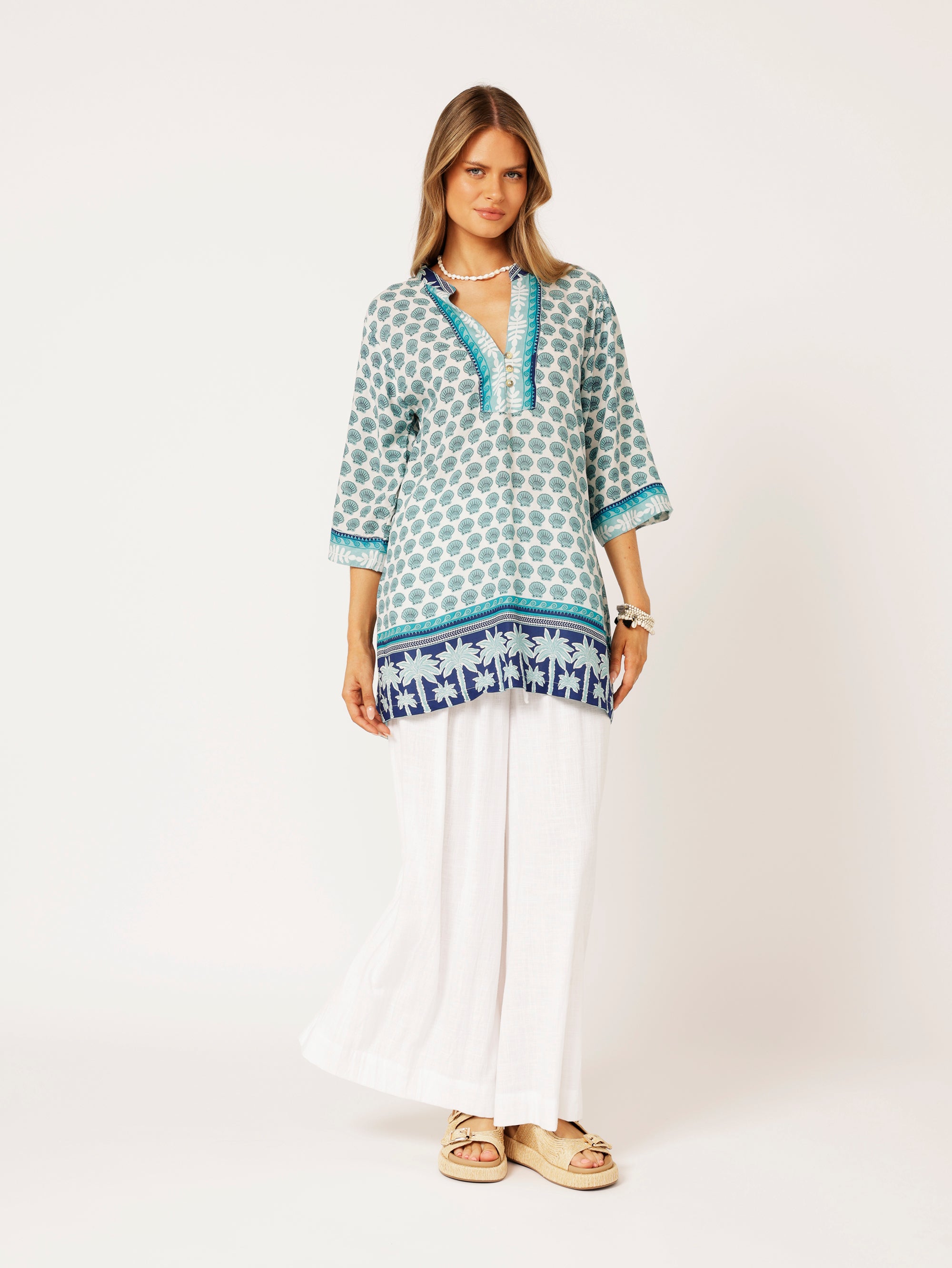 Caftan Blouse | Marine Blue - Saffron Road