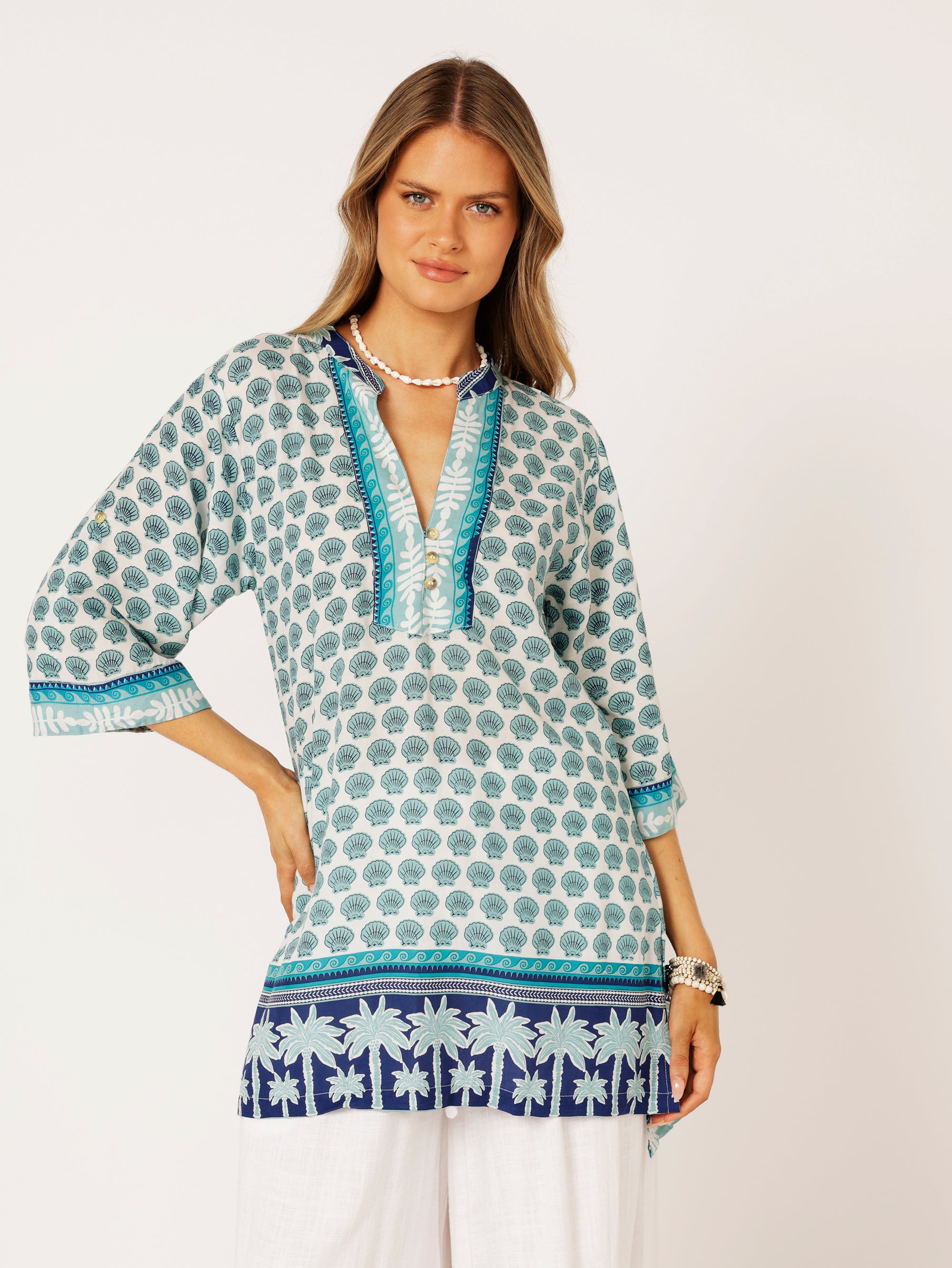 Caftan Blouse | Marine Blue - Saffron Road