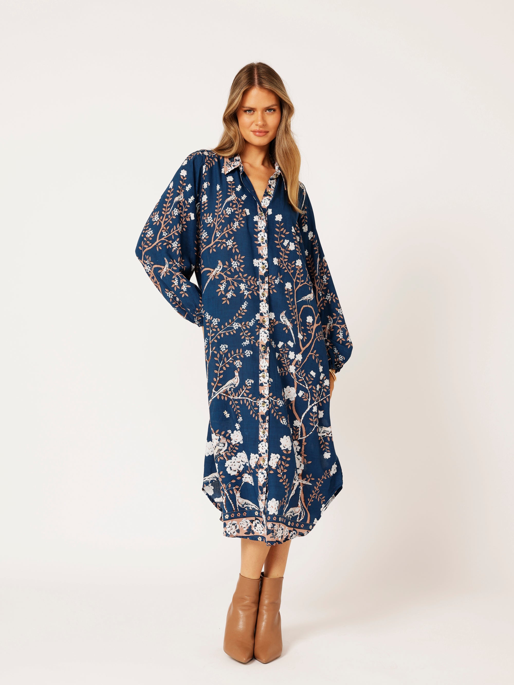 Shirt Dress | Lovebird Navy - Saffron Road