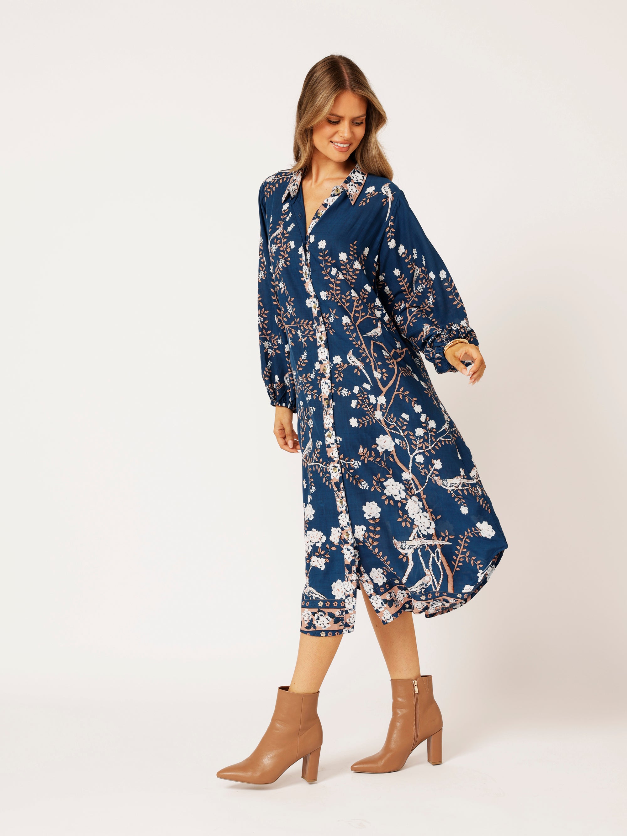 Shirt Dress | Lovebird Navy - Saffron Road