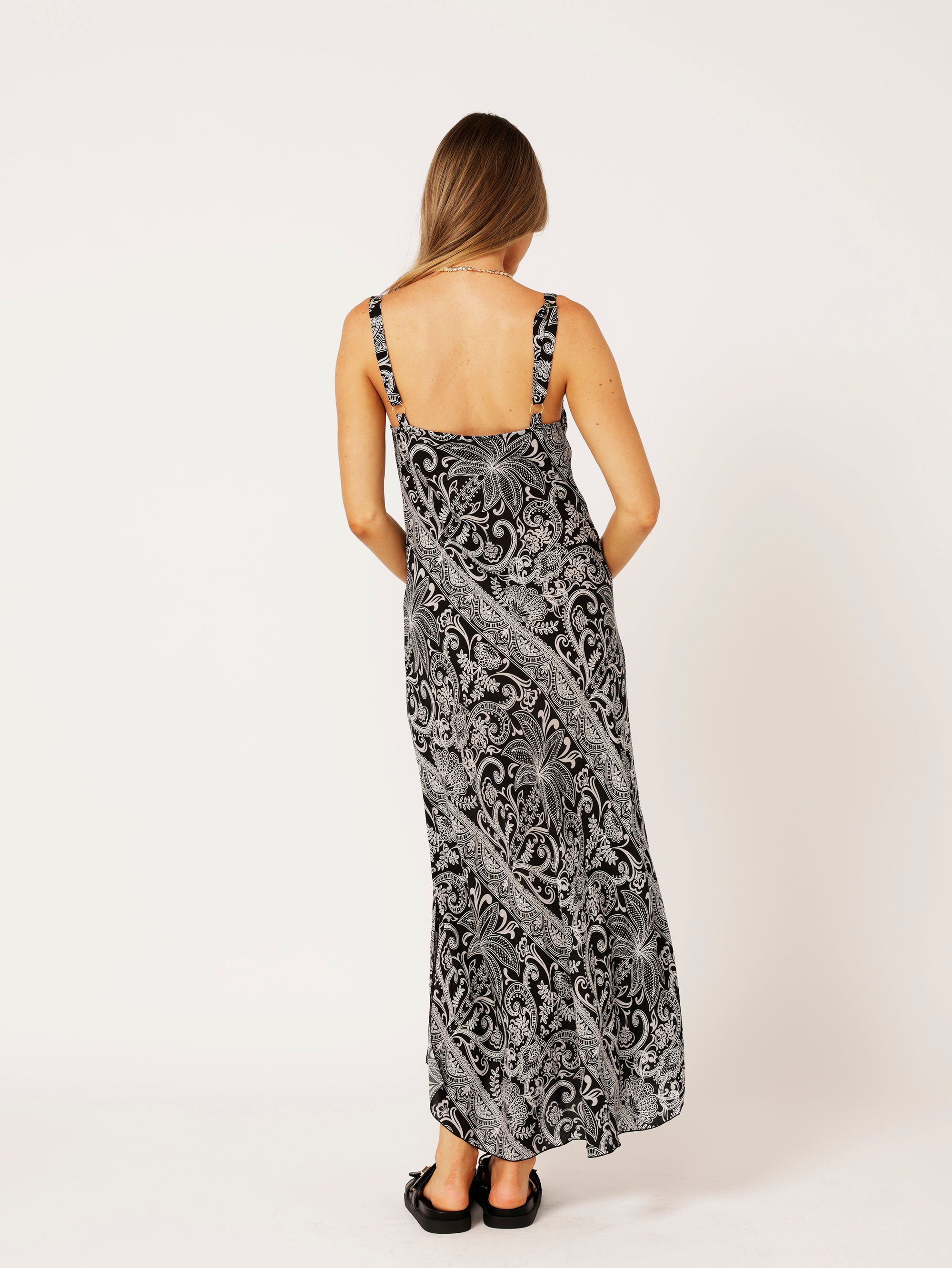 Slip Dress MAXI | Bias Cut | Black Palm - Saffron Road