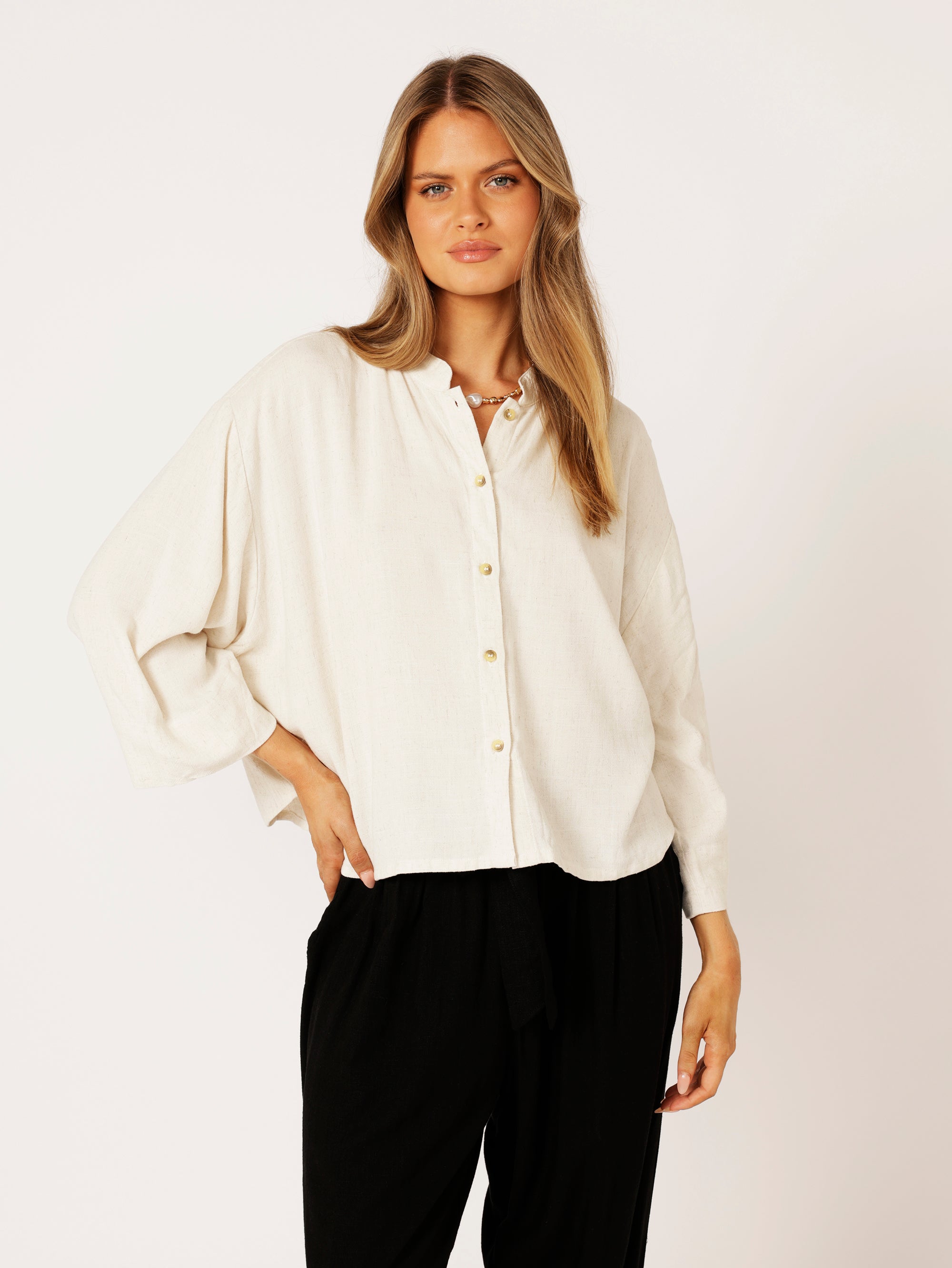 Mini Willow Shirt LS | Wheat | Linen Viscose - Saffron Road