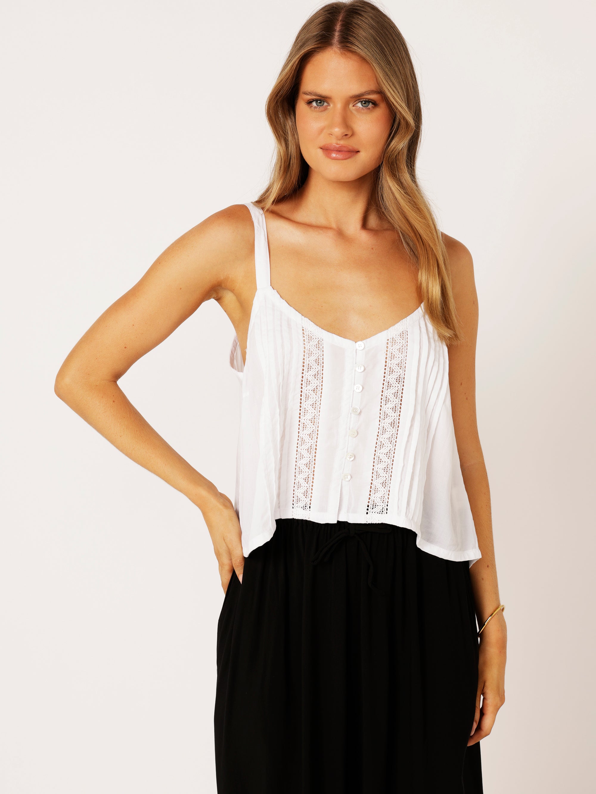 Santorini Singlet CROPPED | White - Saffron Road