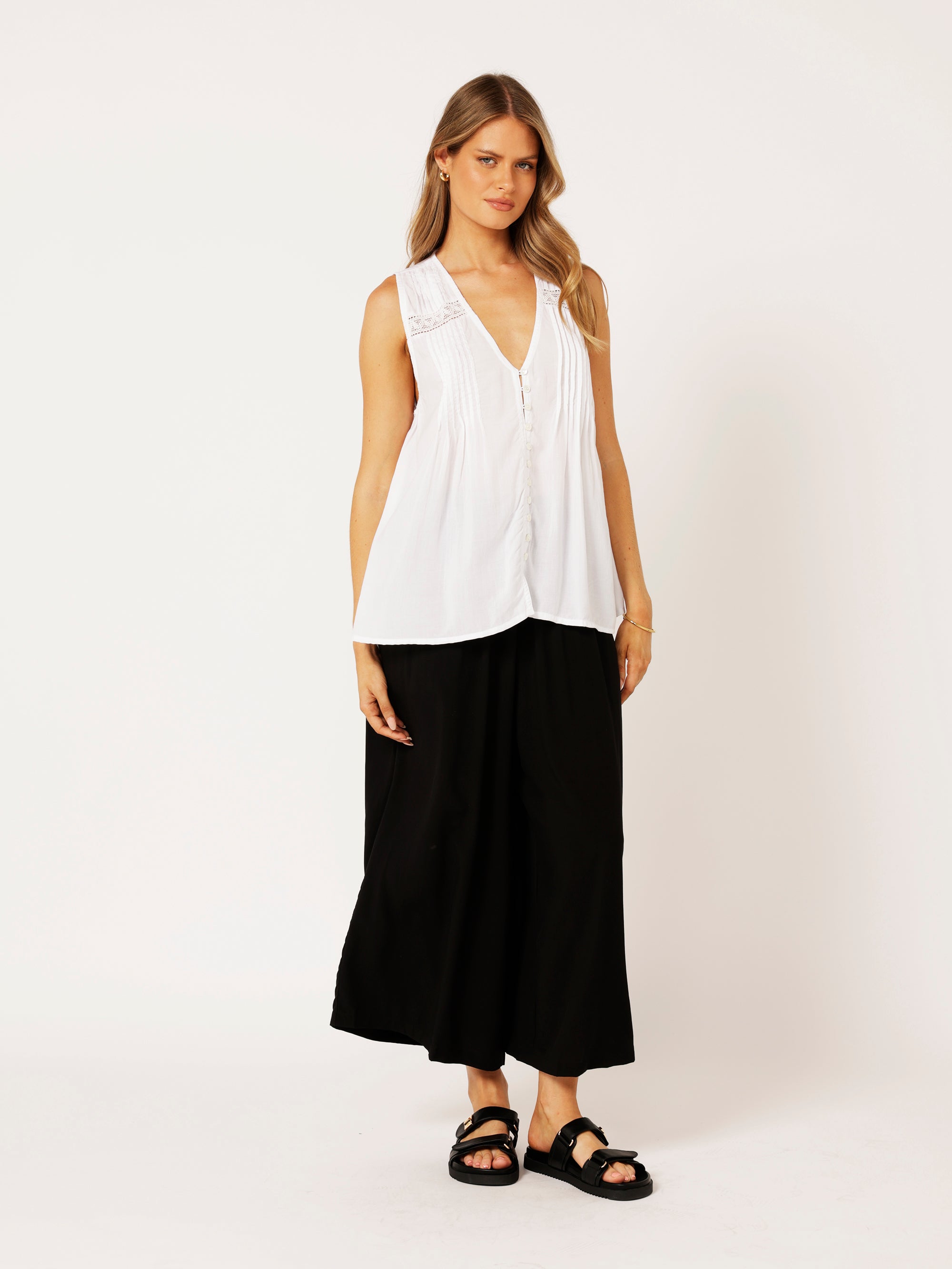 Camilla Top (Sleeveless) | White - Saffron Road