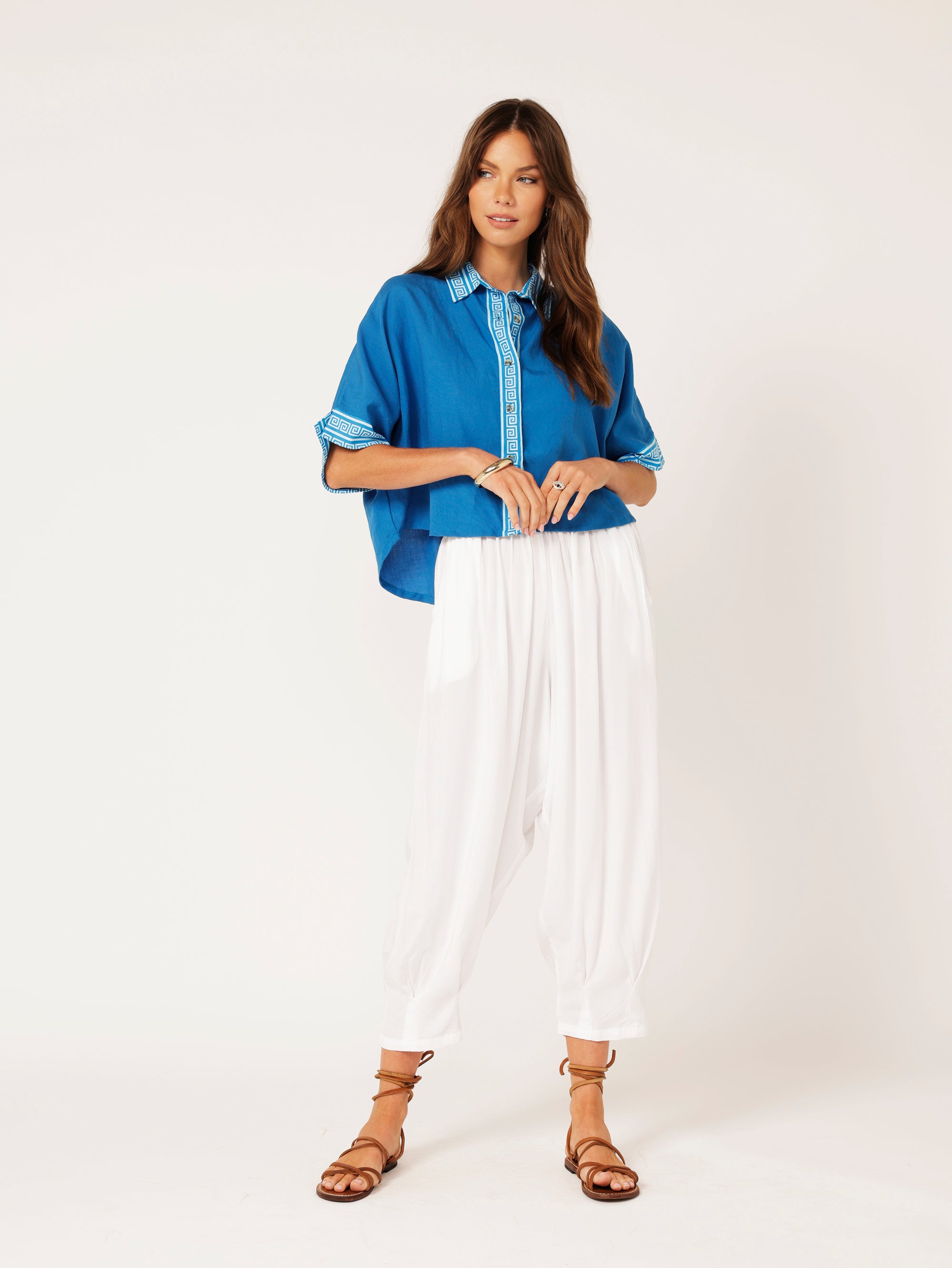 Saffron Road | Mini Willow Shirt | Cobalt Blue | Linen | Button Up Top ...