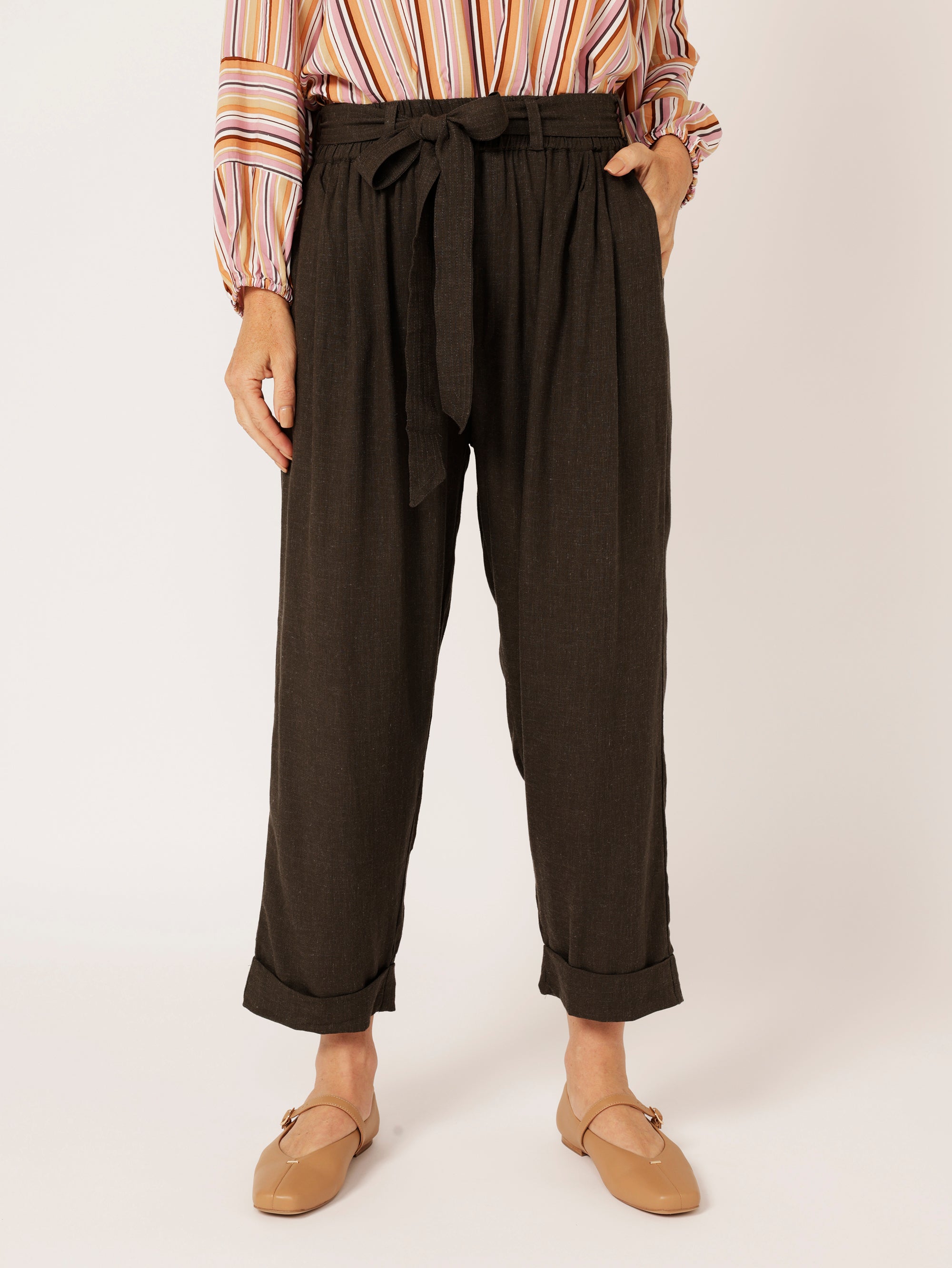 Roma Pant | Ink | Viscose Linen - Saffron Road