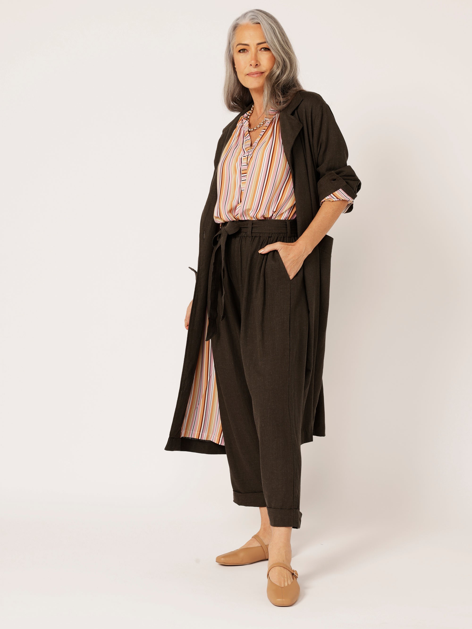 Roma Pant | Ink | Viscose Linen - Saffron Road