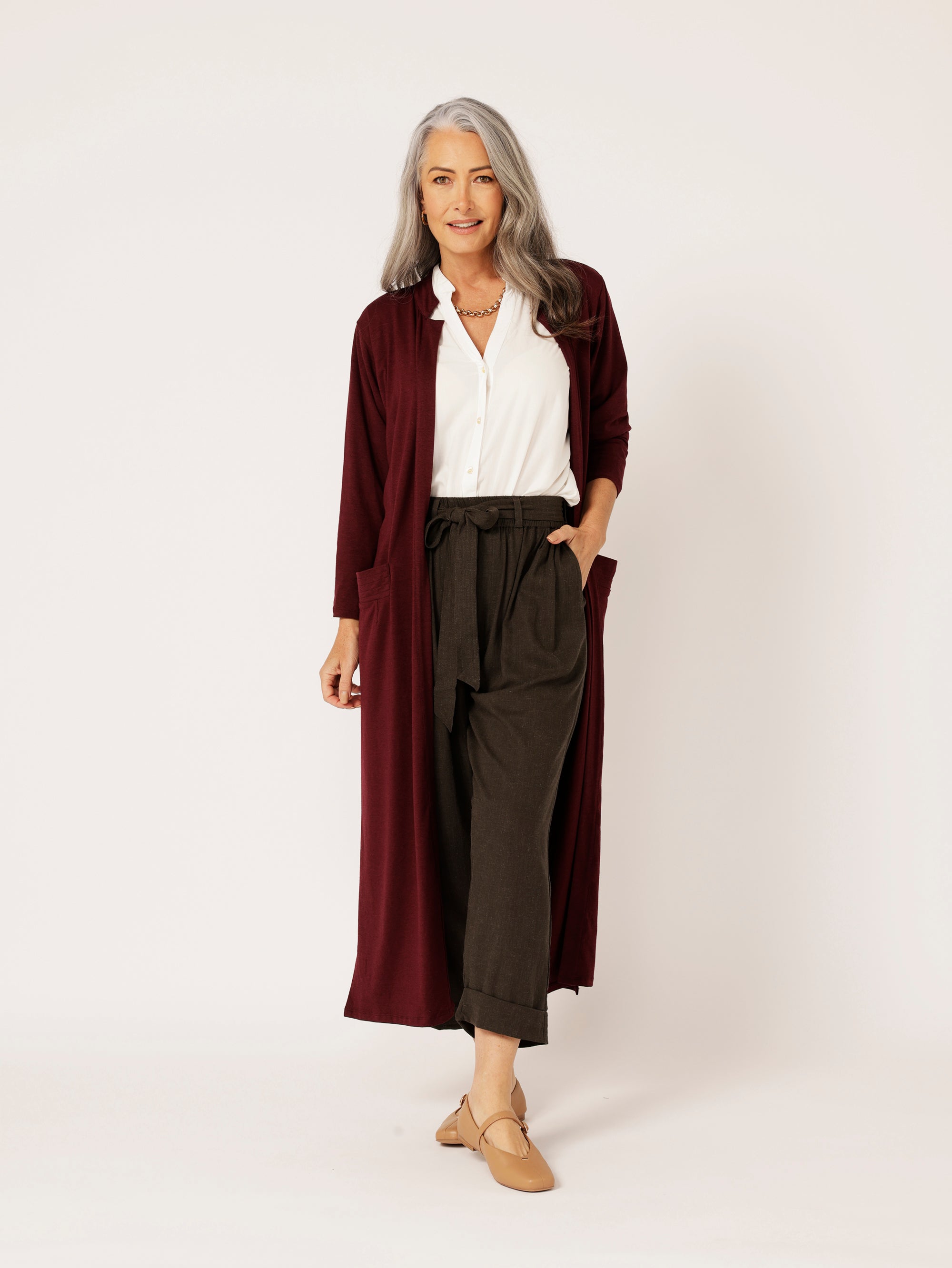 Cleo Cardigan MAXI | Plum - Saffron Road