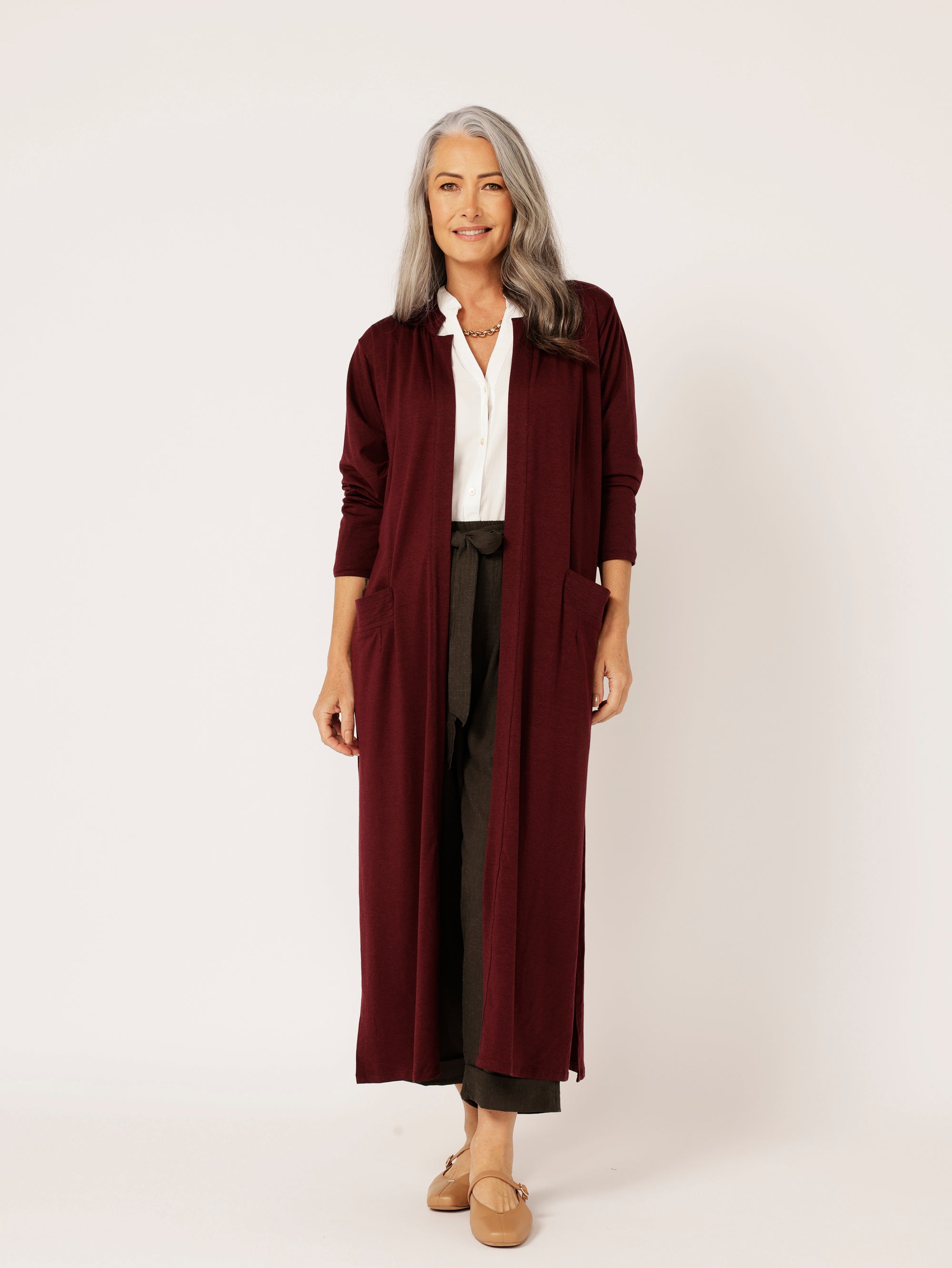 Cleo Cardigan MAXI | Plum - Saffron Road