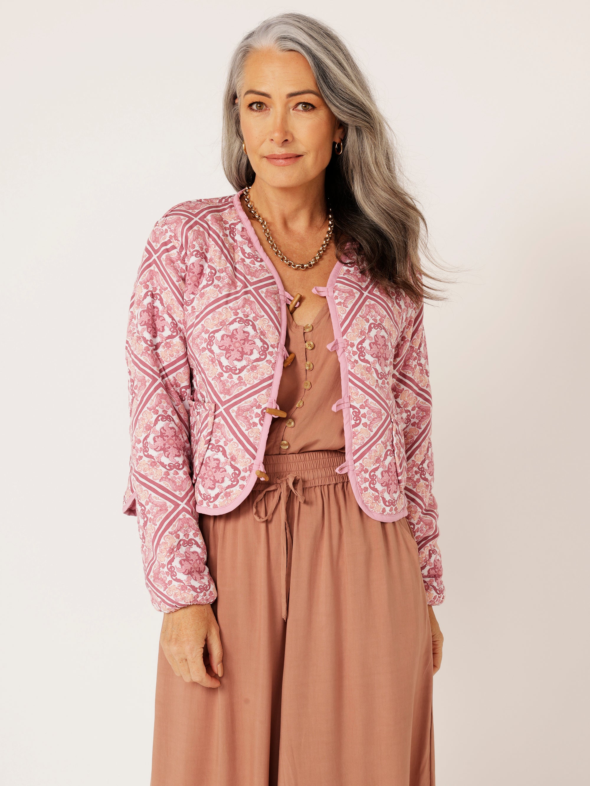 Quilted Jacket CROPPED | Tea Rose Tile - Saffron Road