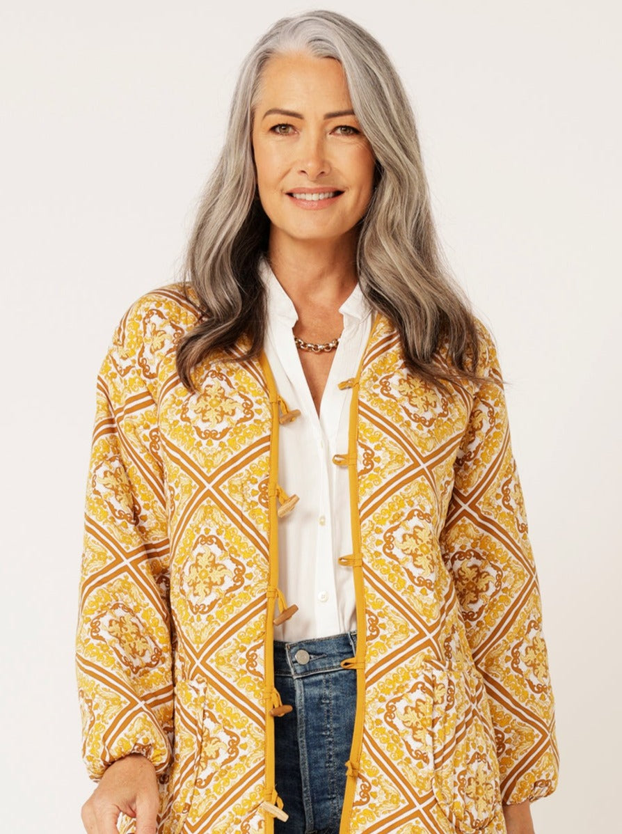 Quilted Jacket LONG Golden Tile Saffron Road