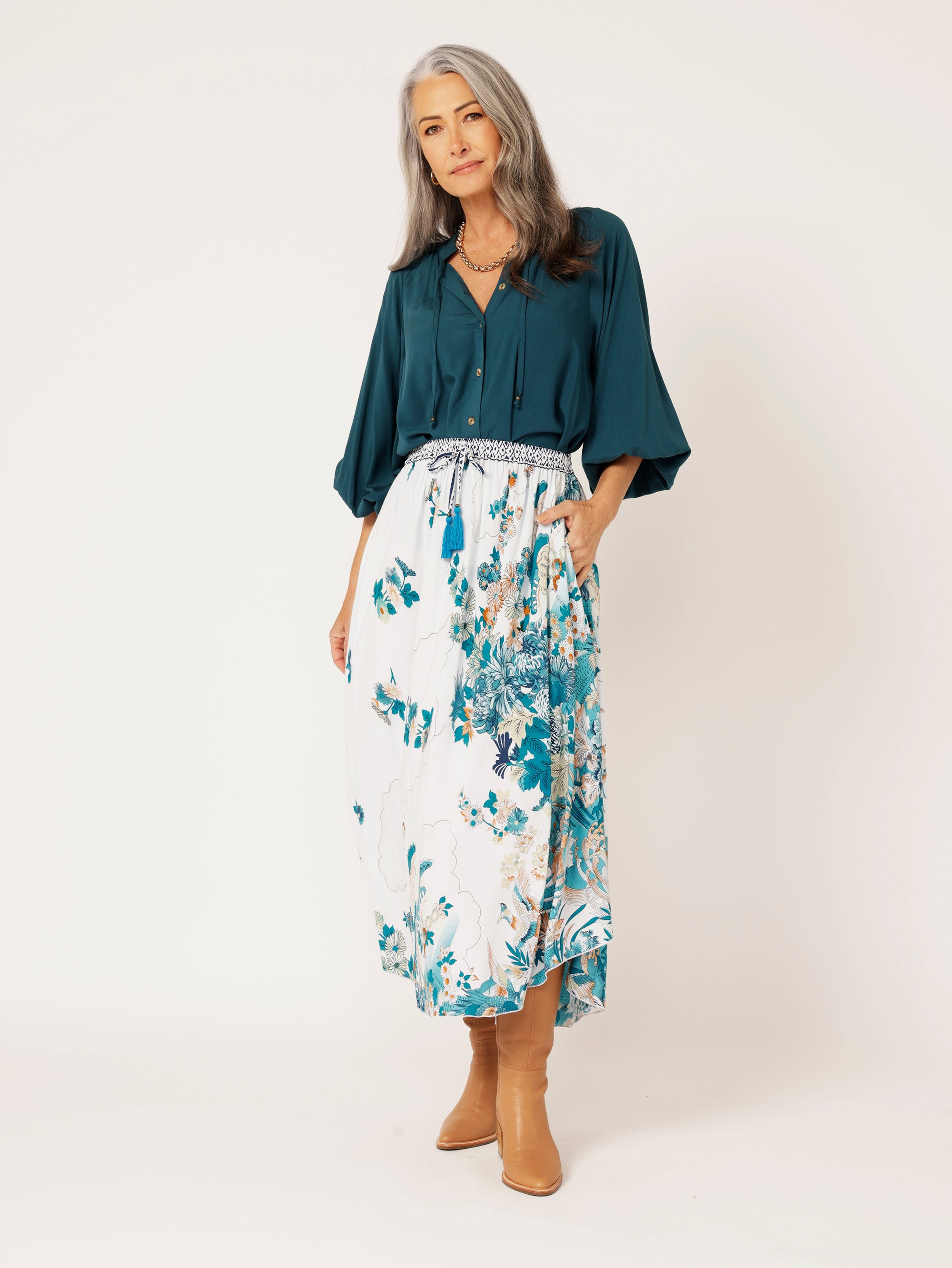 Elsa Skirt | Tokyo Teal - Saffron Road