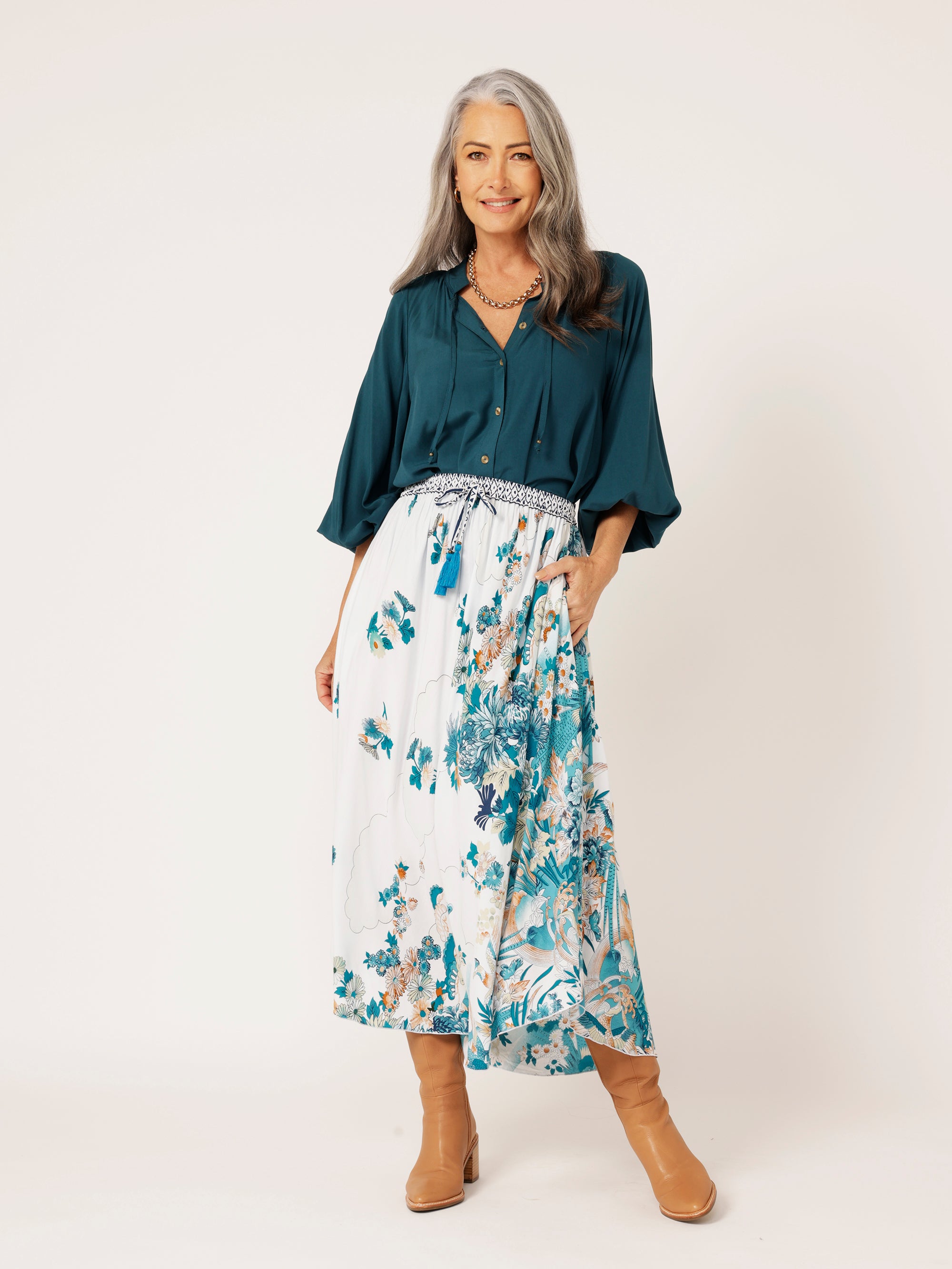 Elsa Skirt | Tokyo Teal - Saffron Road