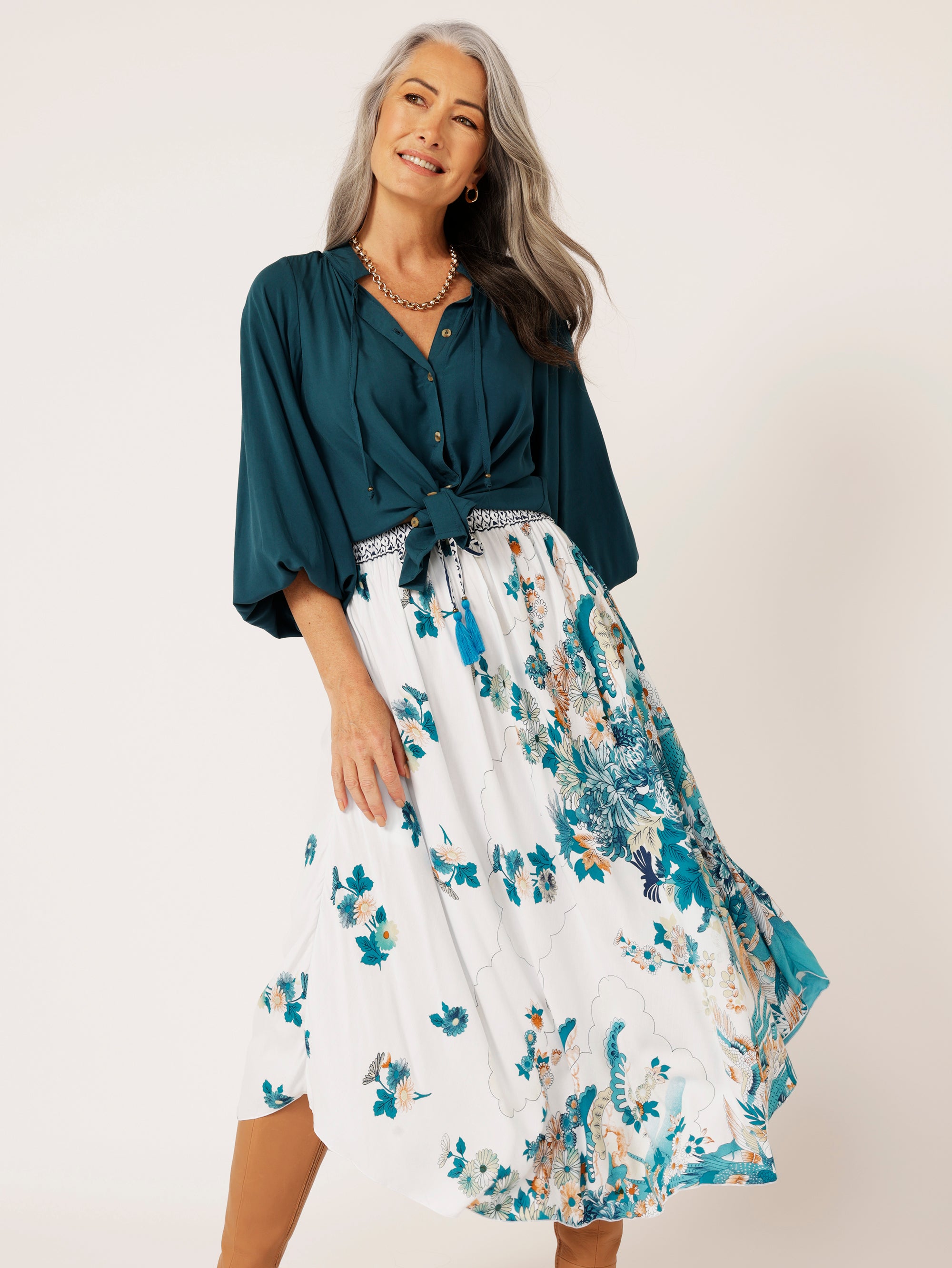 Elsa Skirt | Tokyo Teal - Saffron Road