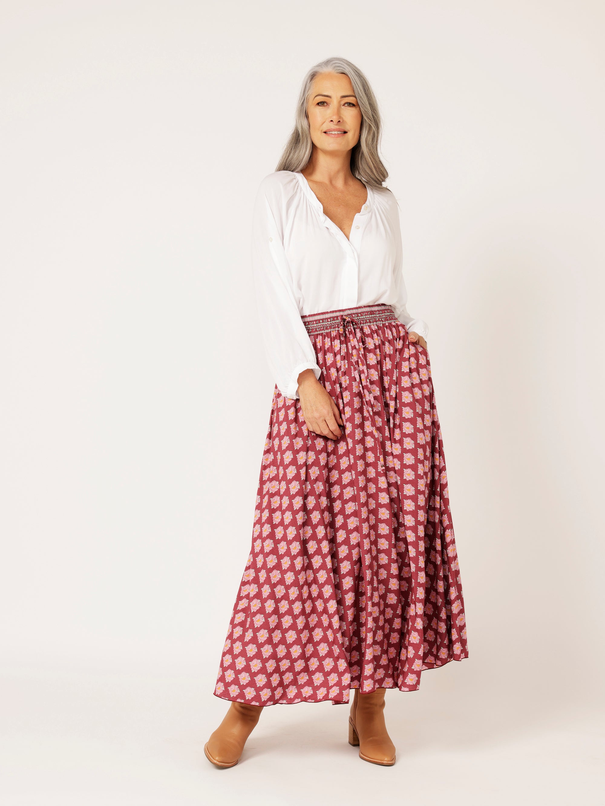 Circle Skirt | Plum Peony - Saffron Road