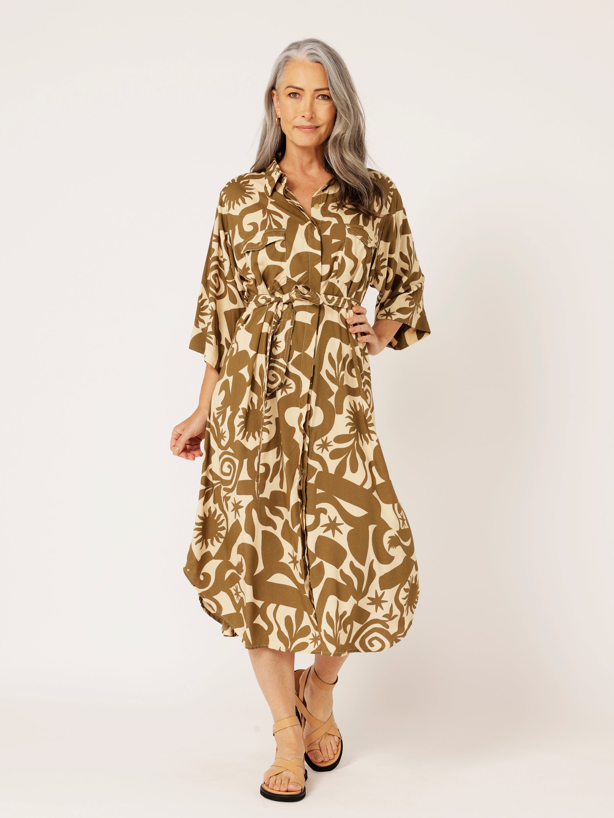 Shirt Dress | Soleil Khaki - Saffron Road