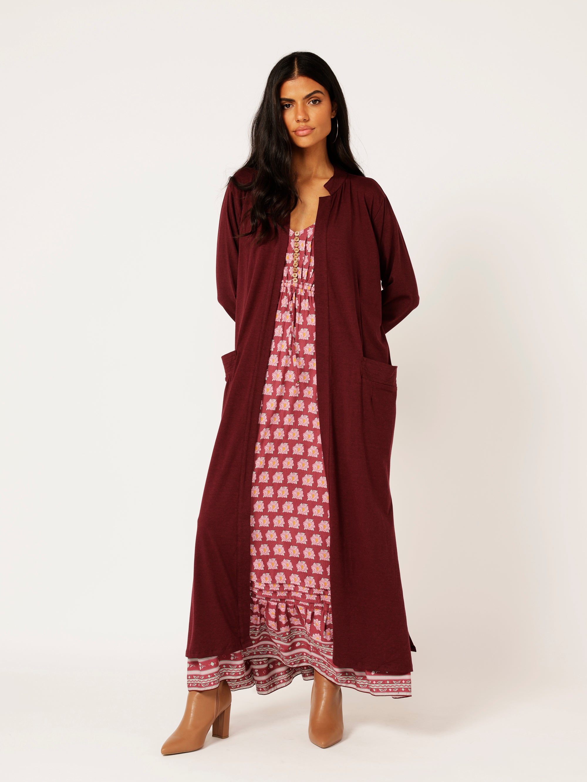 Cleo Cardigan MAXI | Plum - Saffron Road