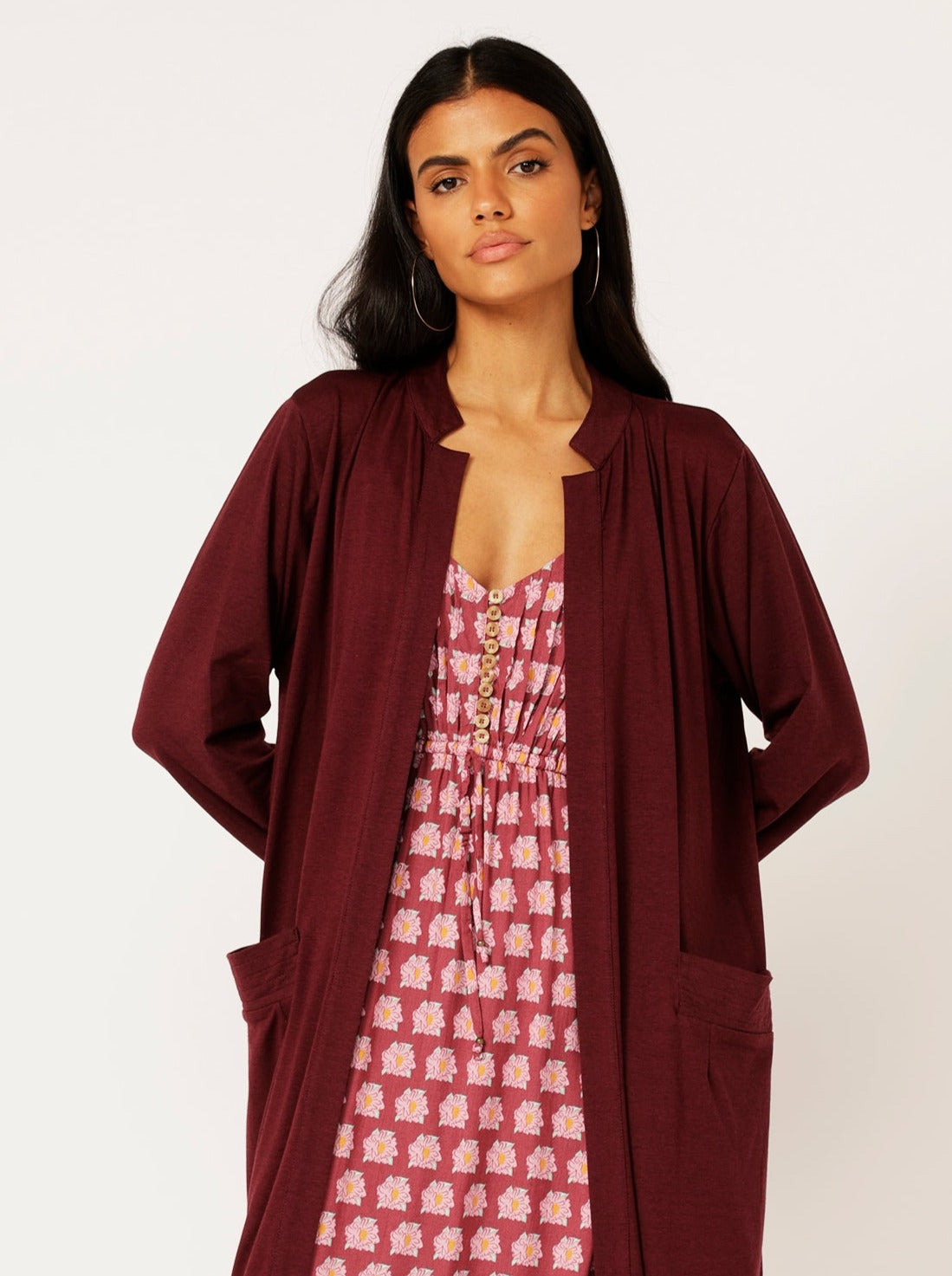 Cleo Cardigan MAXI | Plum - Saffron Road