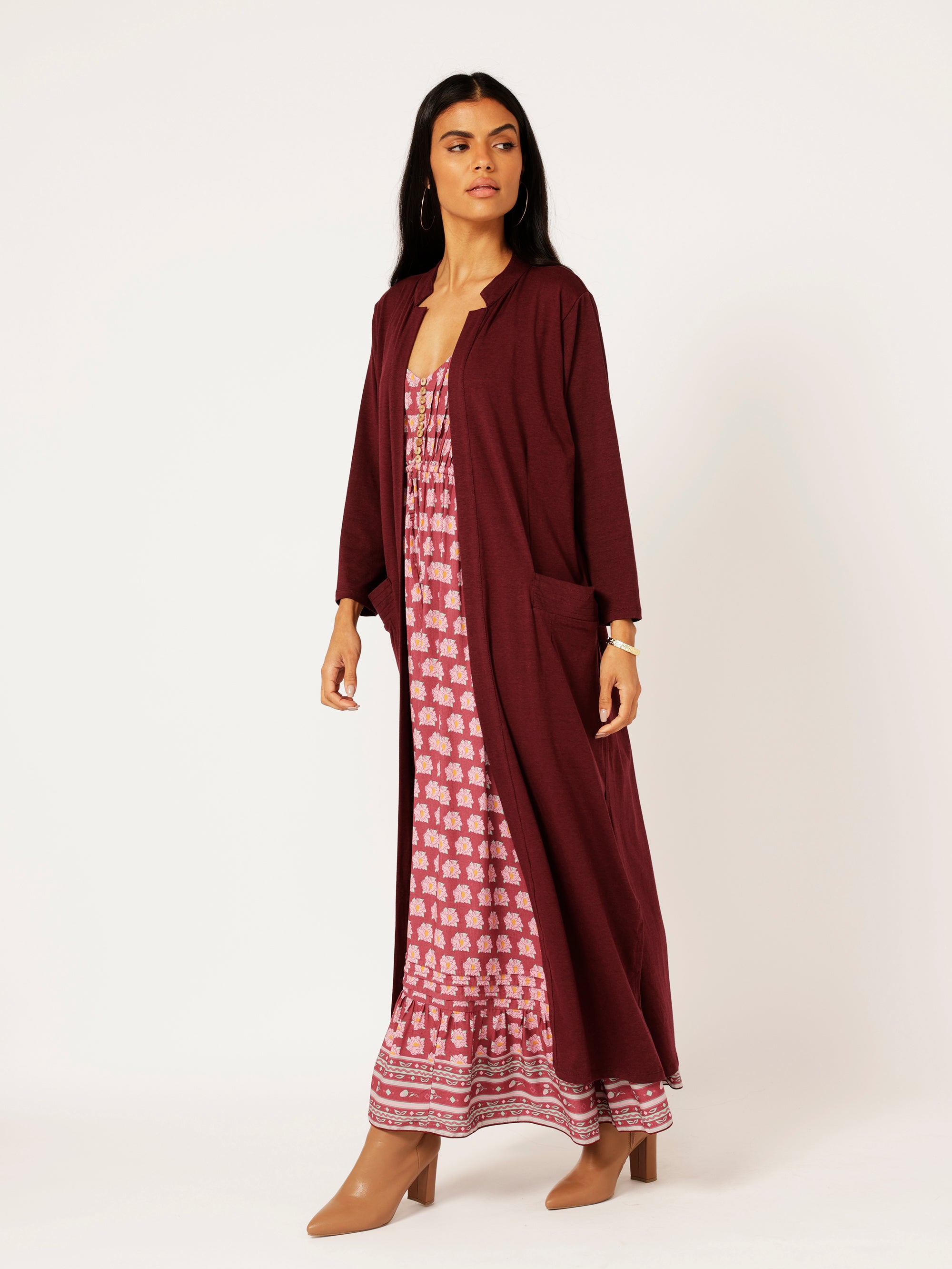 Cleo Cardigan MAXI | Plum - Saffron Road