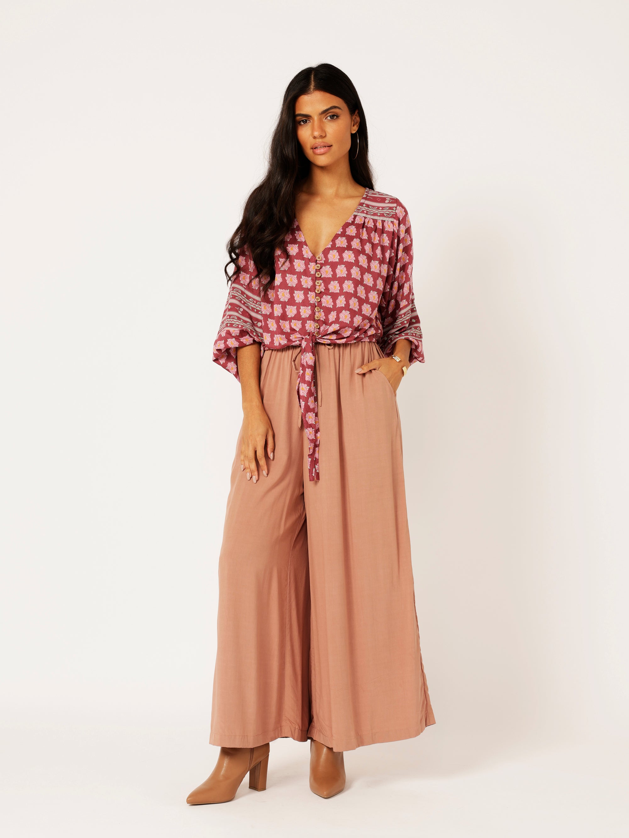 Jasmine Tie Top | Plum Peony - Saffron Road