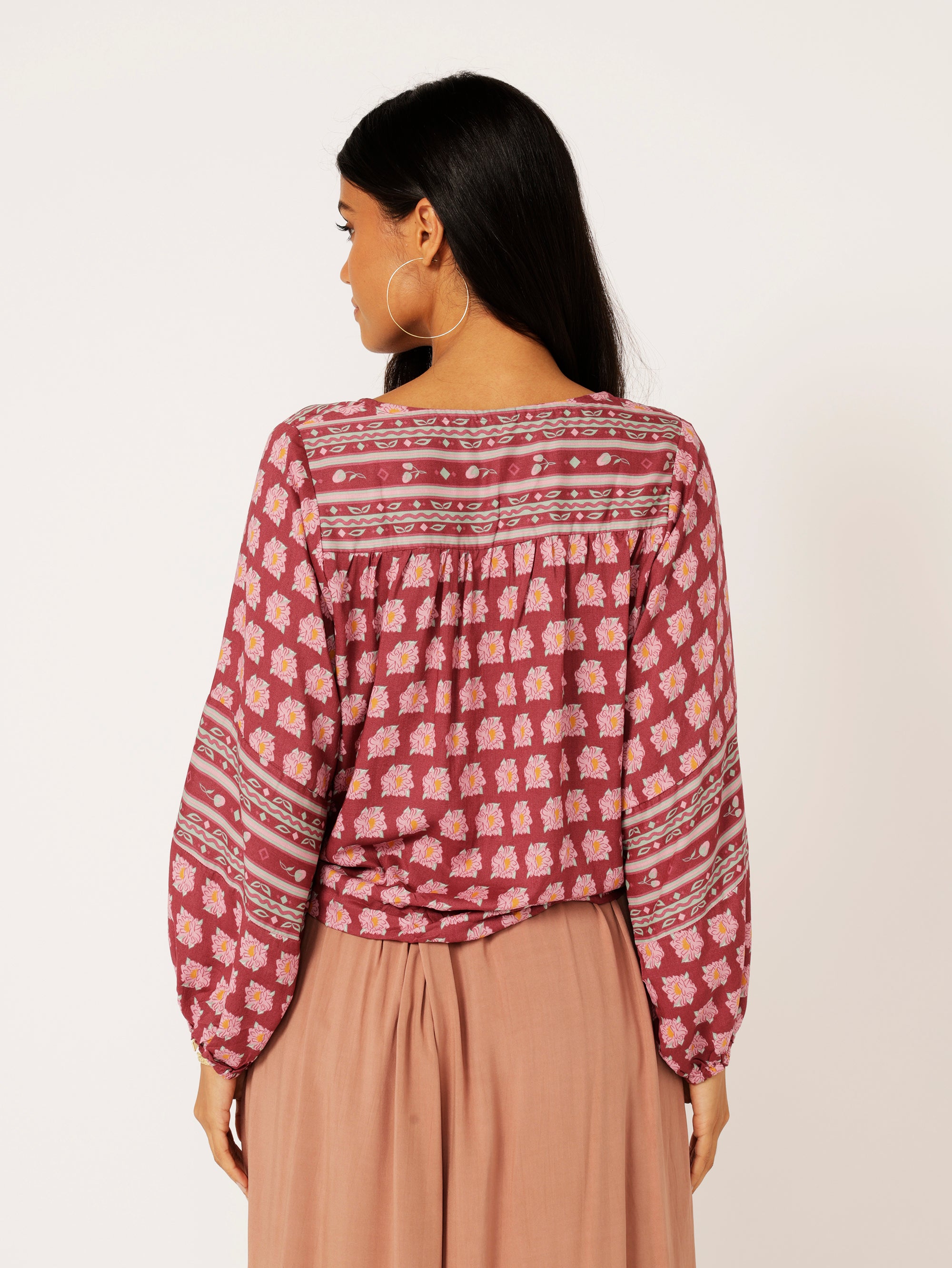 Jasmine Tie Top | Plum Peony - Saffron Road