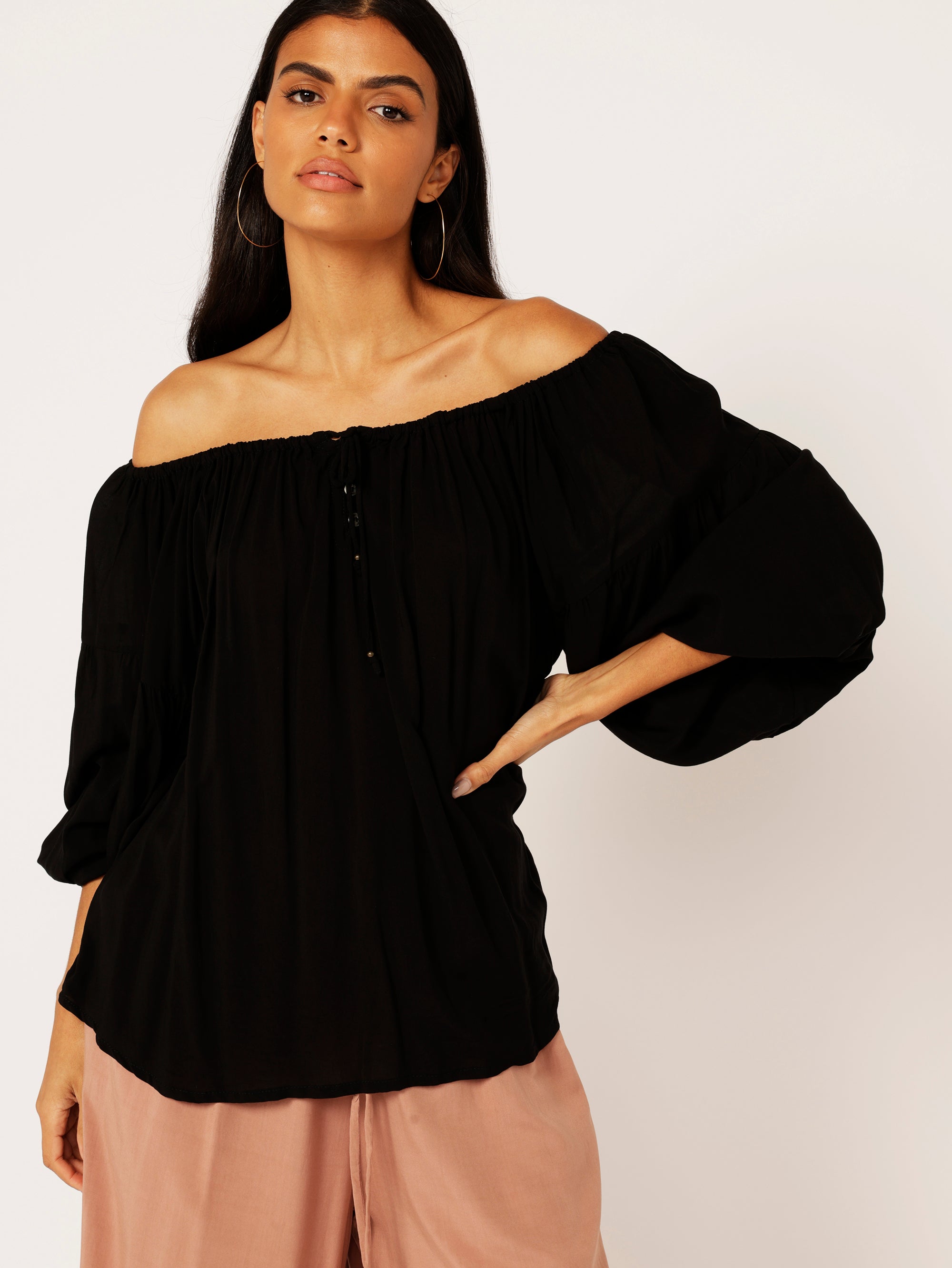 Poets Blouse (Long Sleeve) | Black - Saffron Road