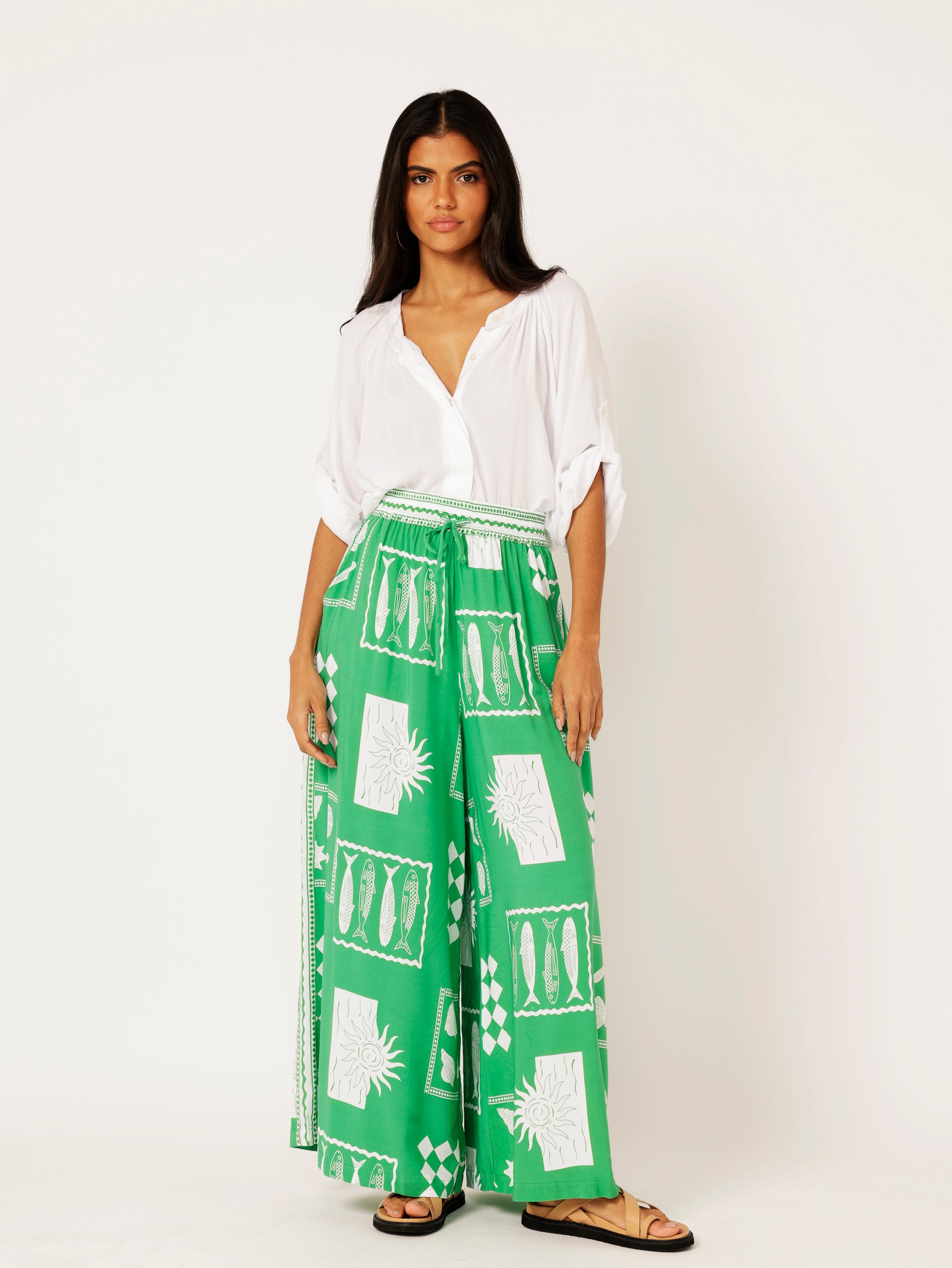 Palazzo Pant | Euro Green - Saffron Road