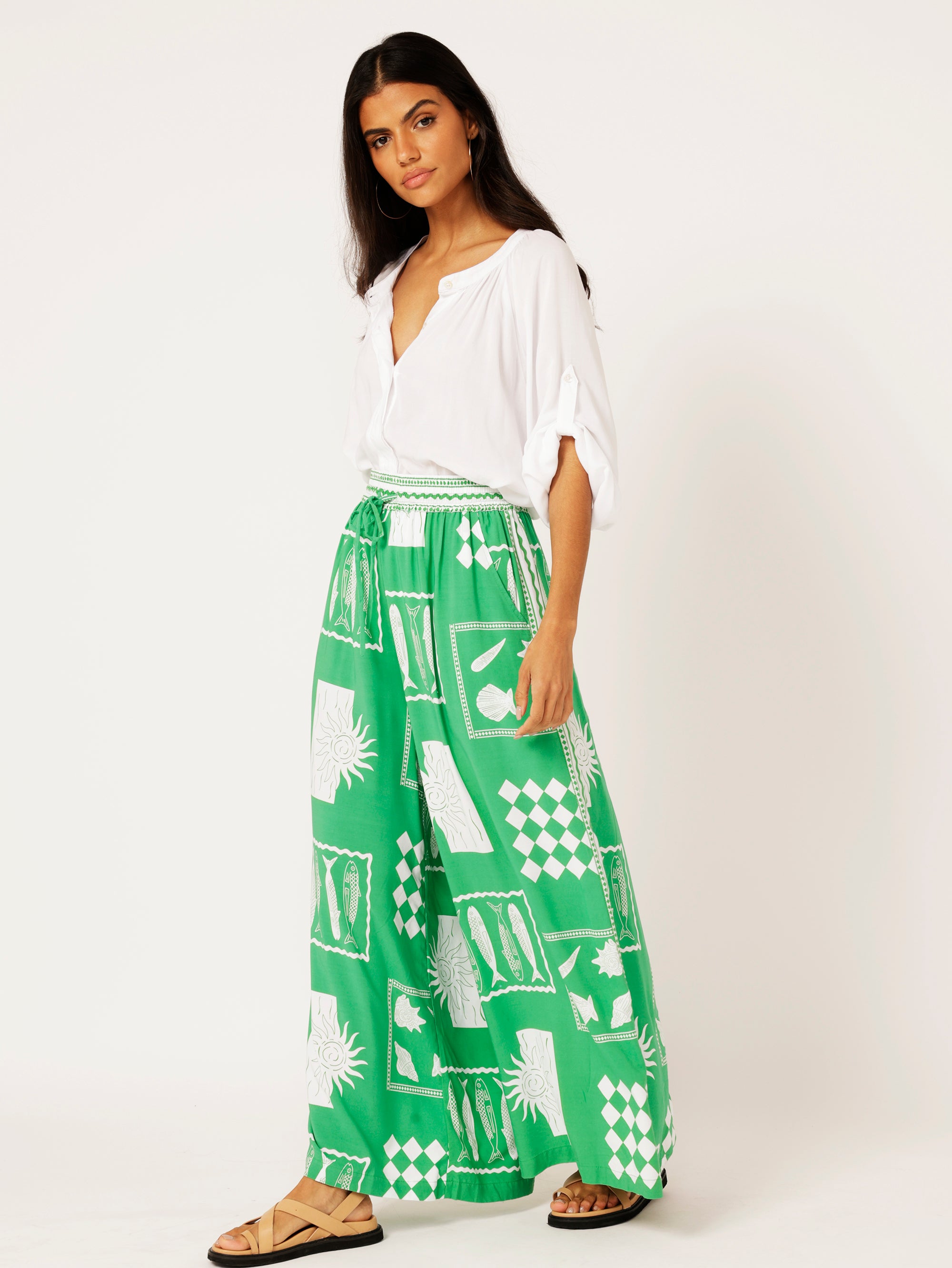 Palazzo Pant | Euro Green - Saffron Road