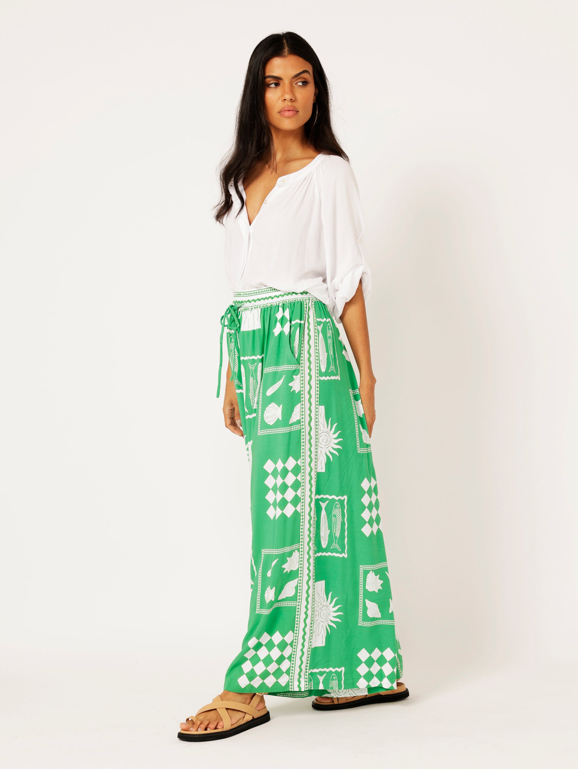 Palazzo Pant | Euro Green - Saffron Road