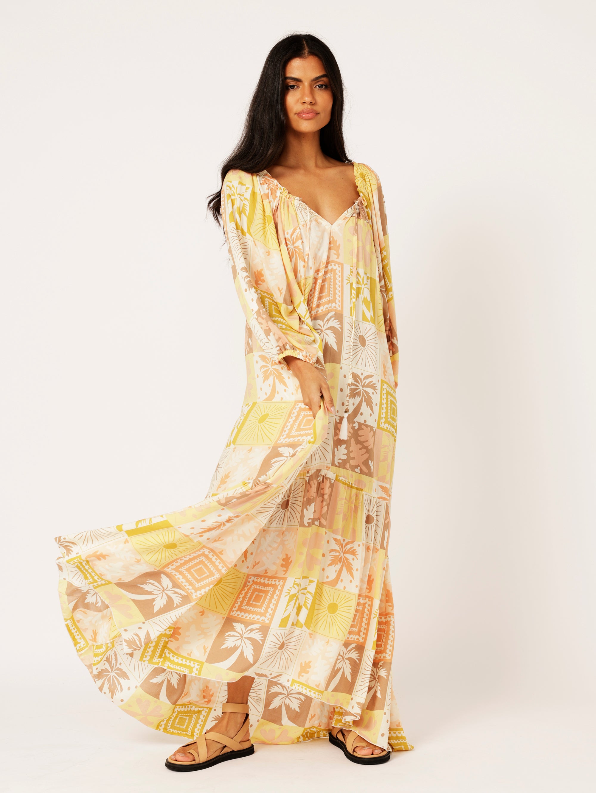 Stella Dress | Sunset Palm - Saffron Road