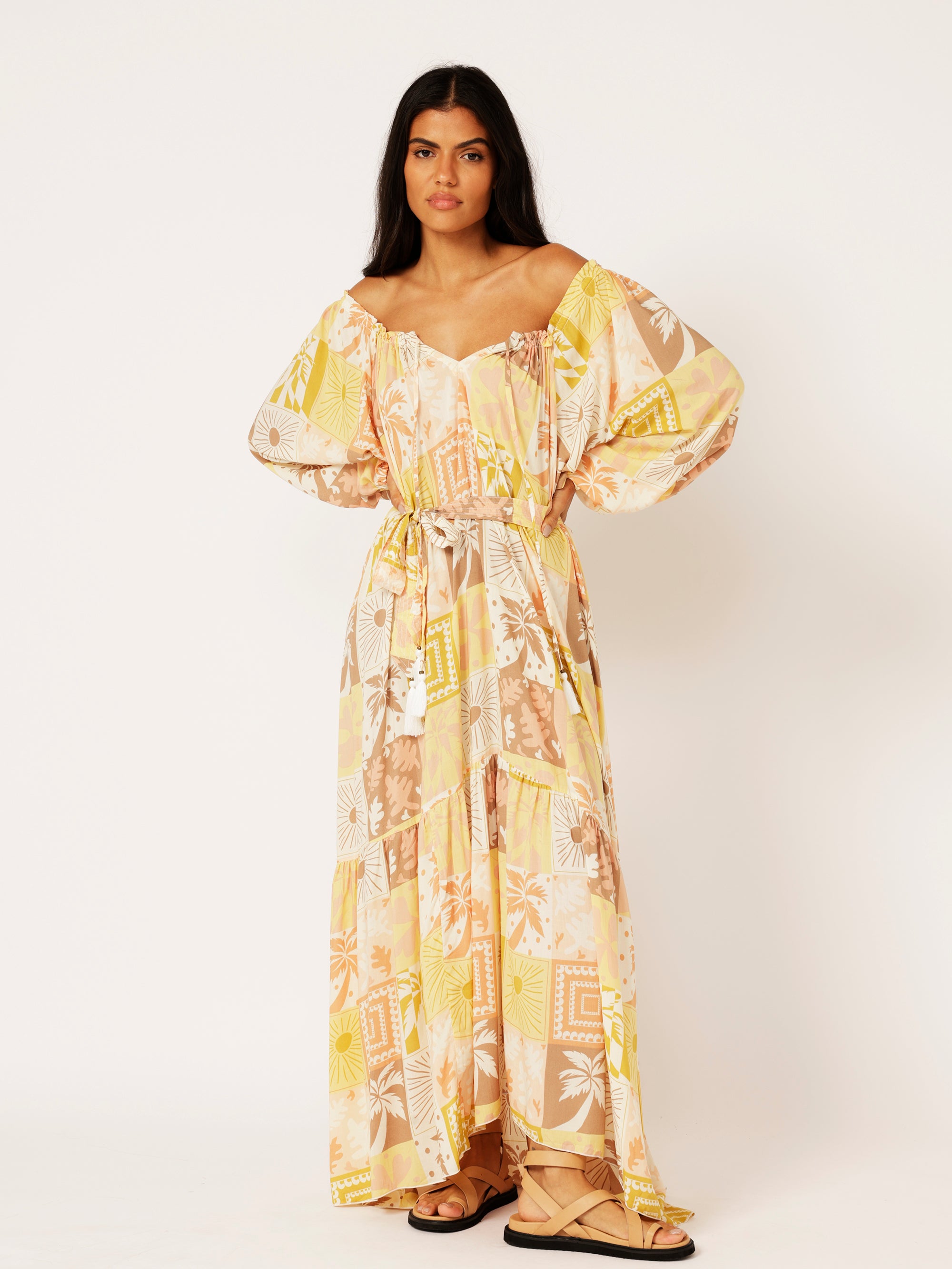 Stella Dress | Sunset Palm - Saffron Road