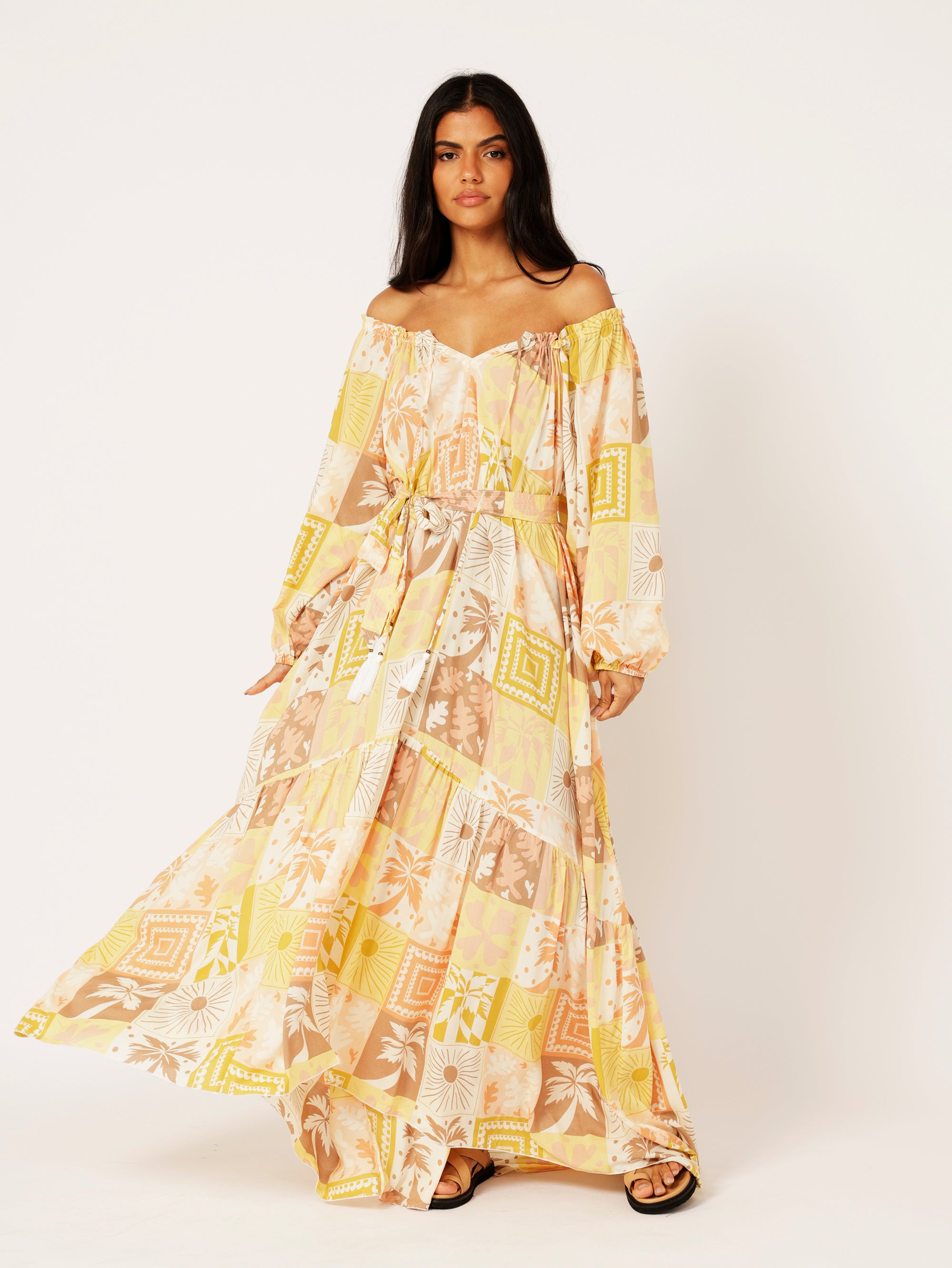 Stella Dress | Sunset Palm - Saffron Road