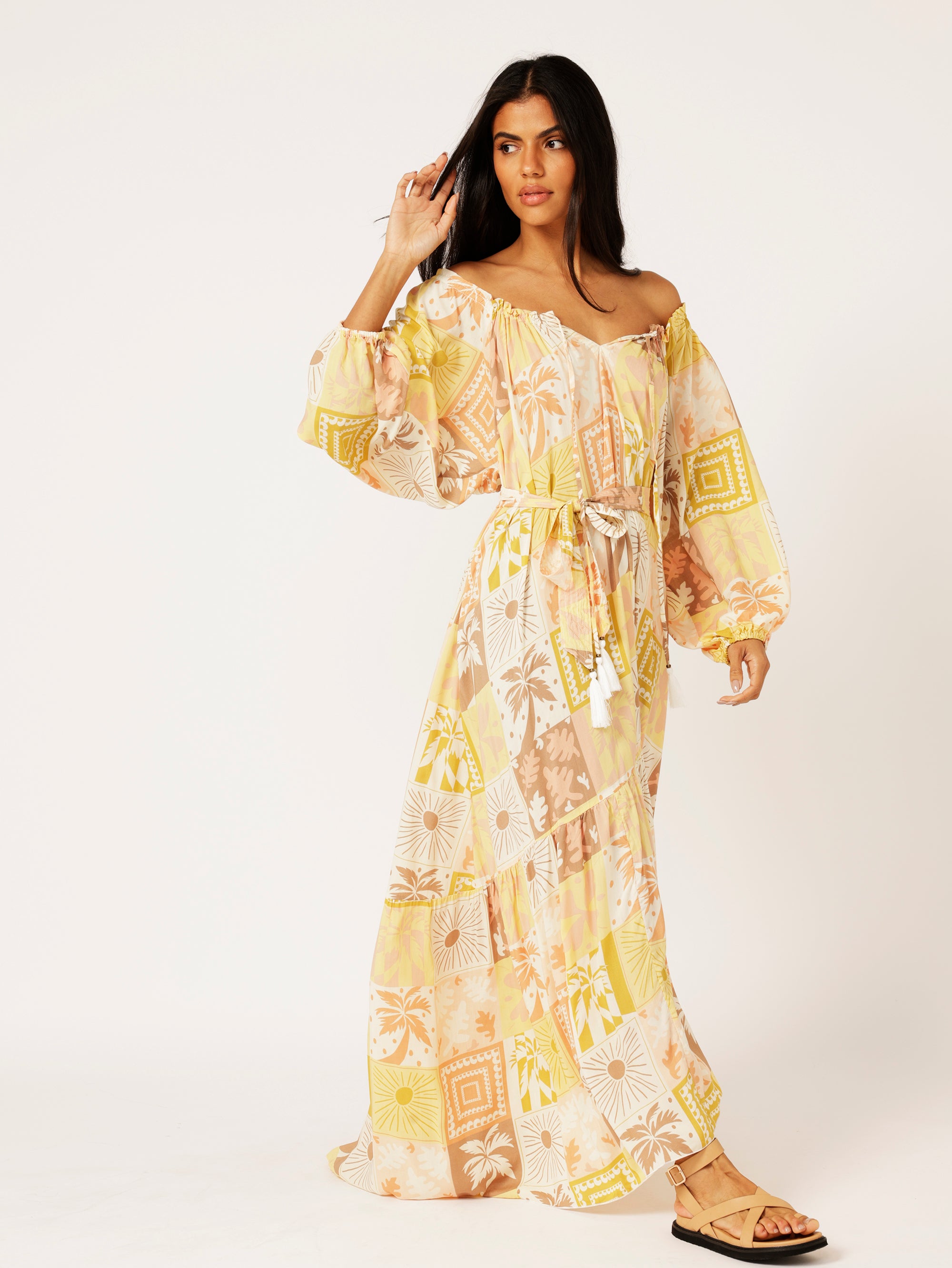 Stella Dress | Sunset Palm - Saffron Road