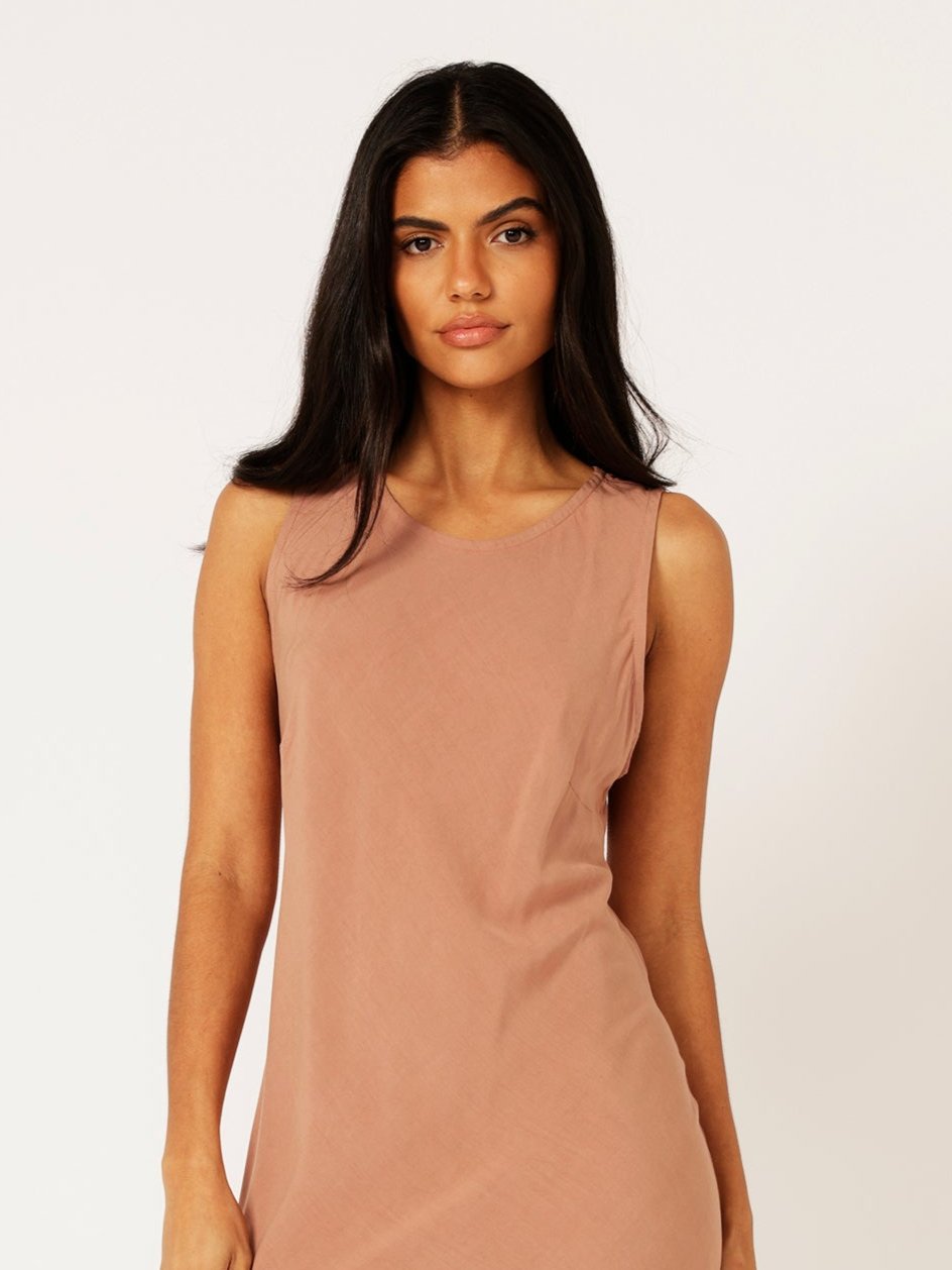 High Neck Shift Dress | Mocha - Saffron Road