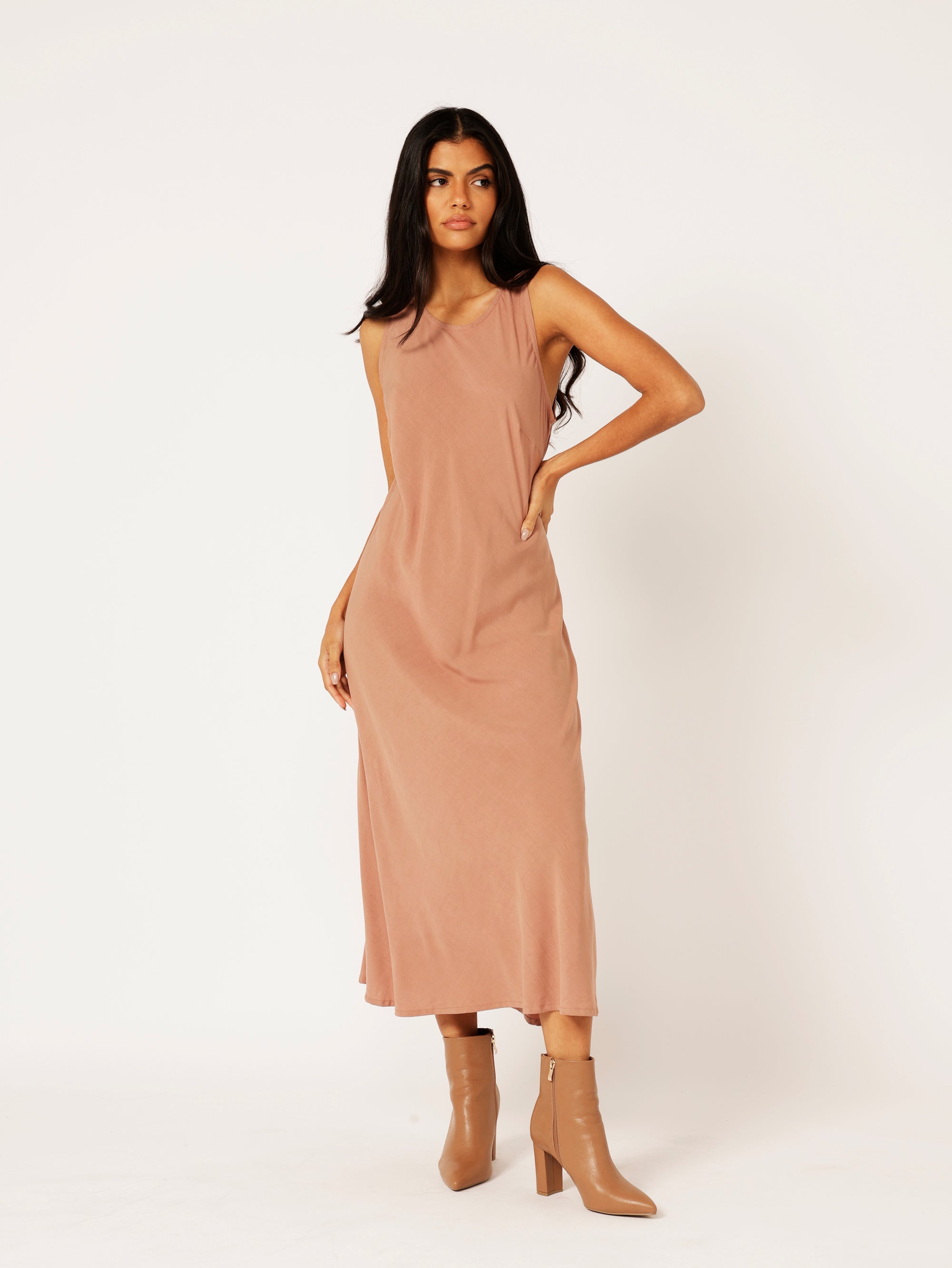 High Neck Shift Dress | Mocha - Saffron Road