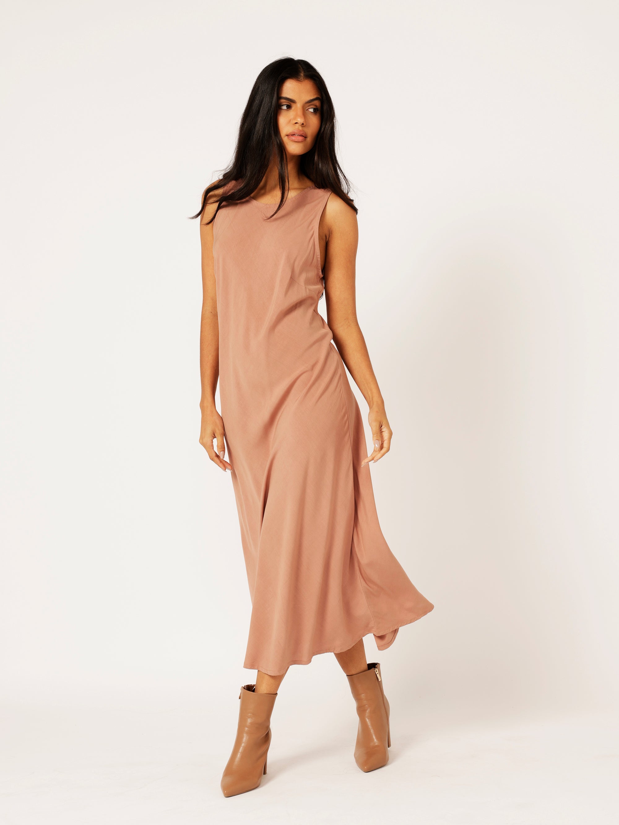 High Neck Shift Dress | Mocha - Saffron Road