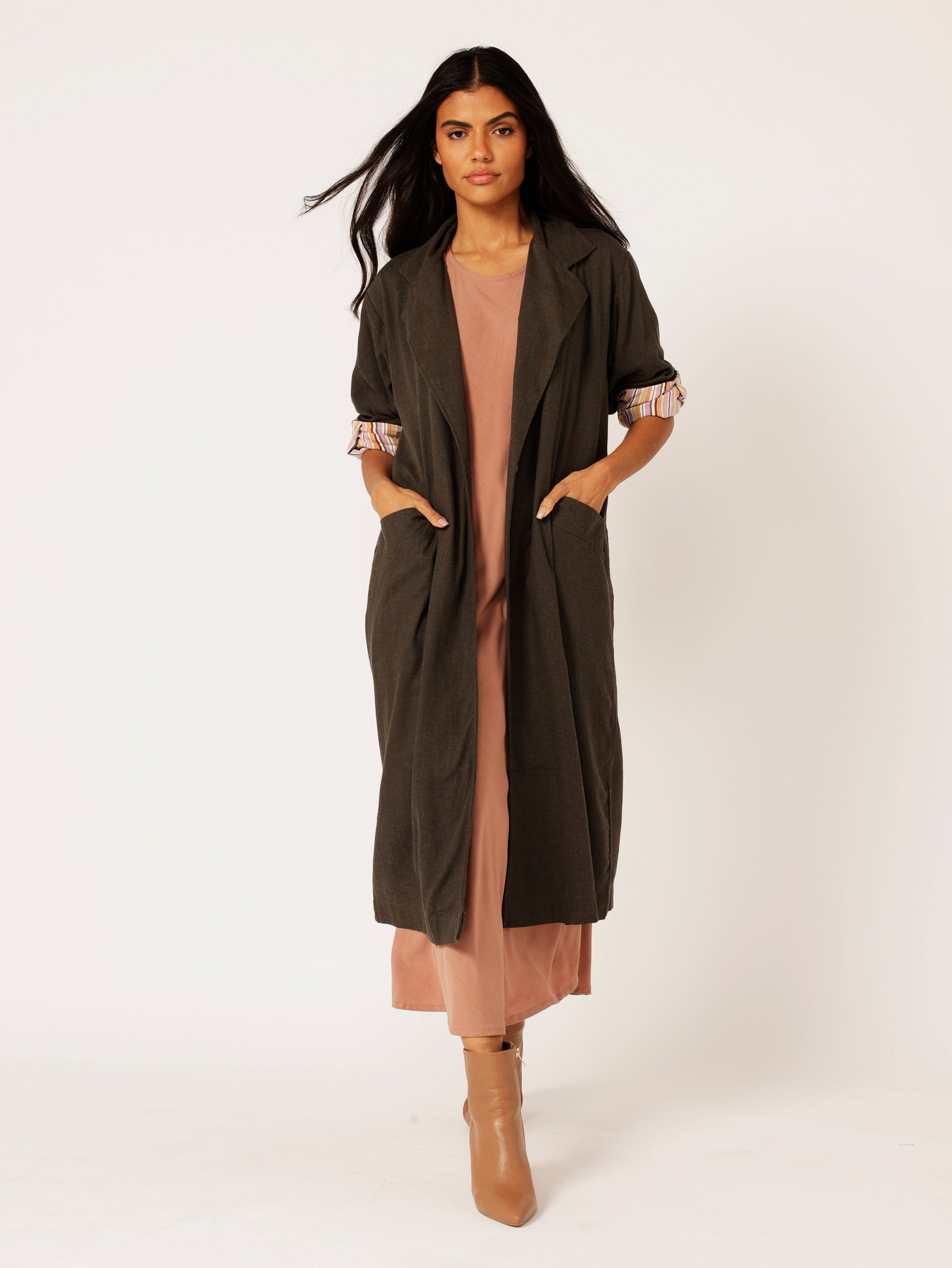 High Neck Shift Dress | Mocha - Saffron Road