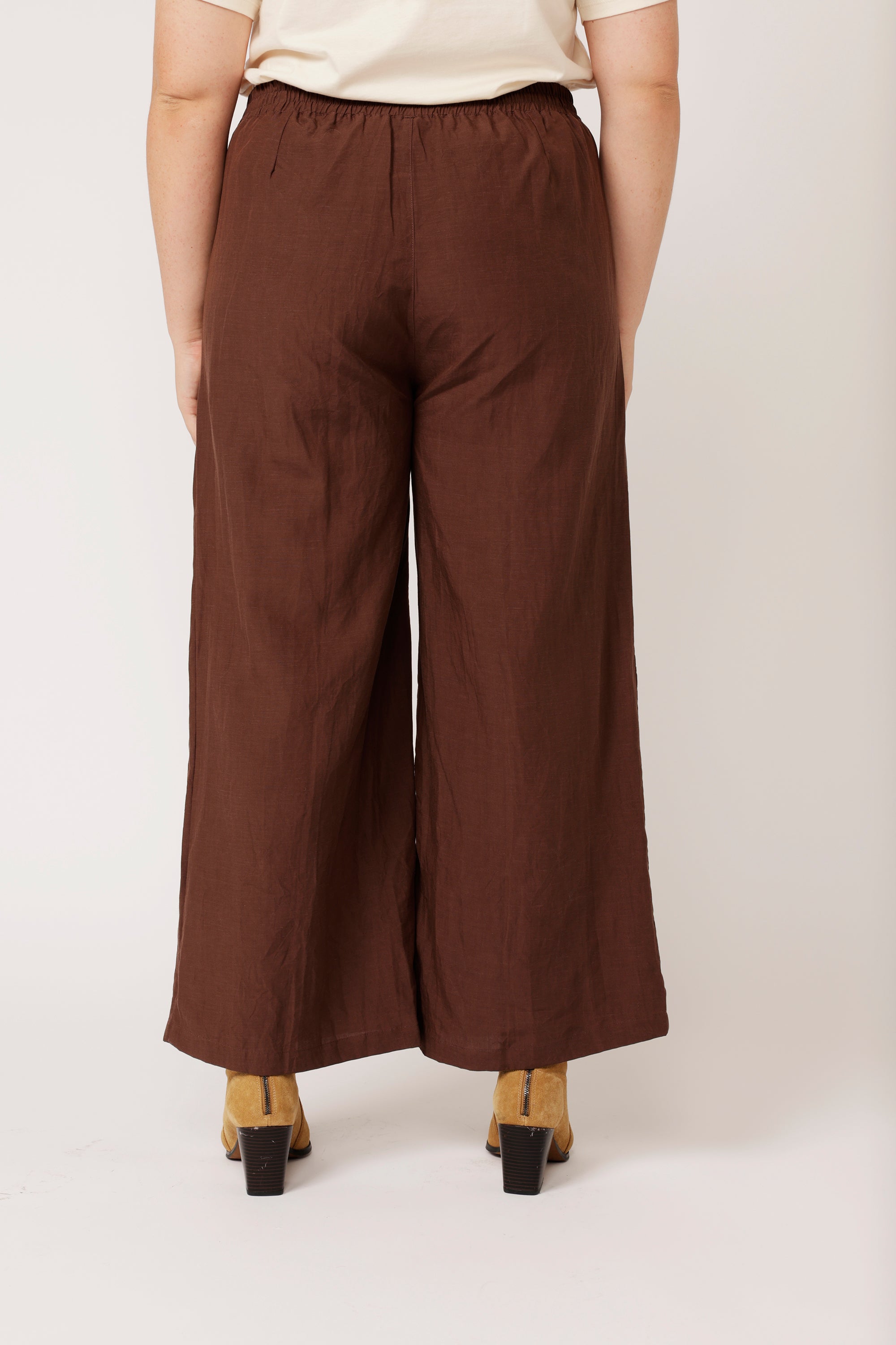 High Waisted Lounge Pants | Tencel Linen | Chocolate - Saffron Road