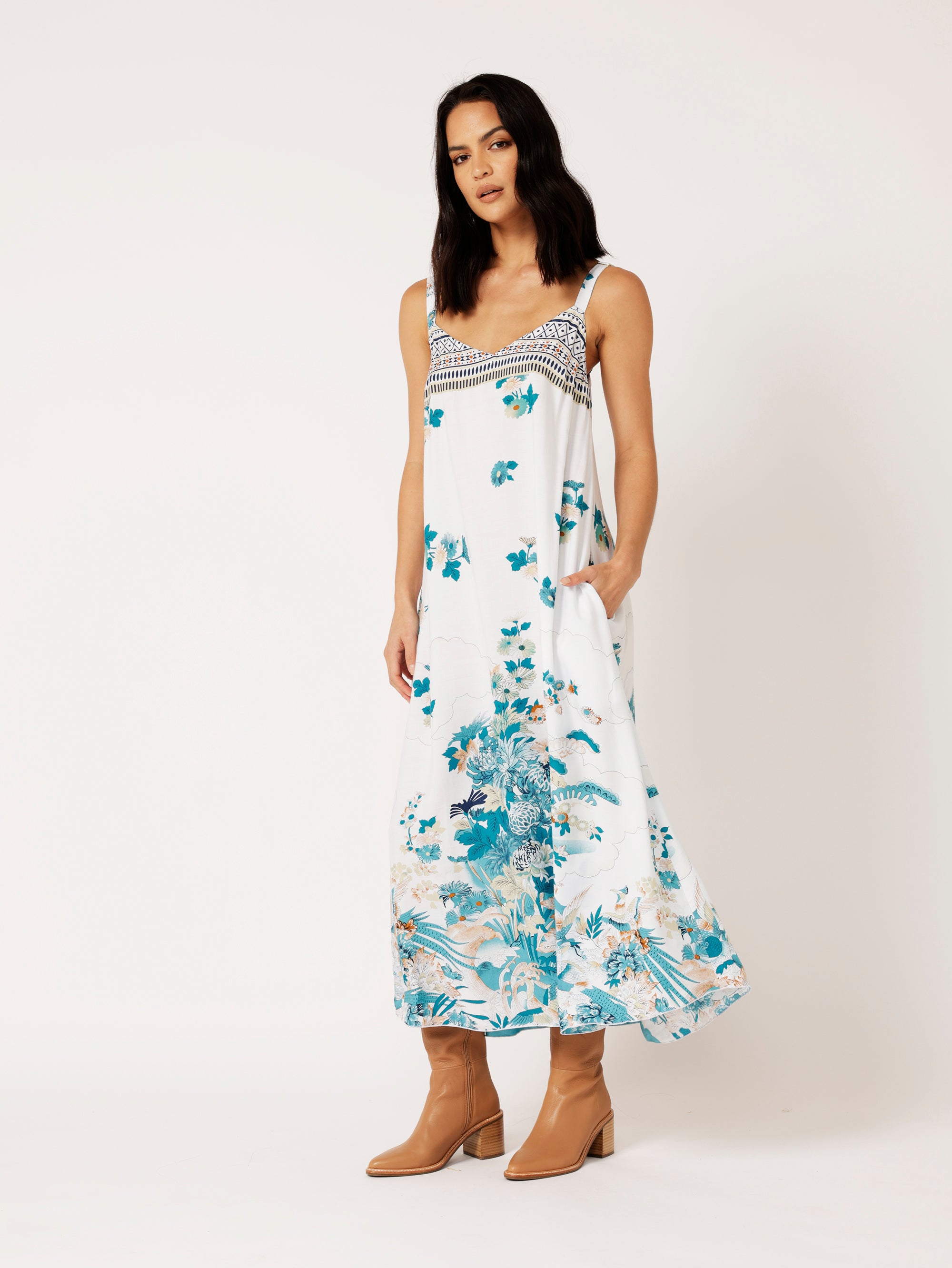 A-line Slip Dress | Tokyo Teal - Saffron Road